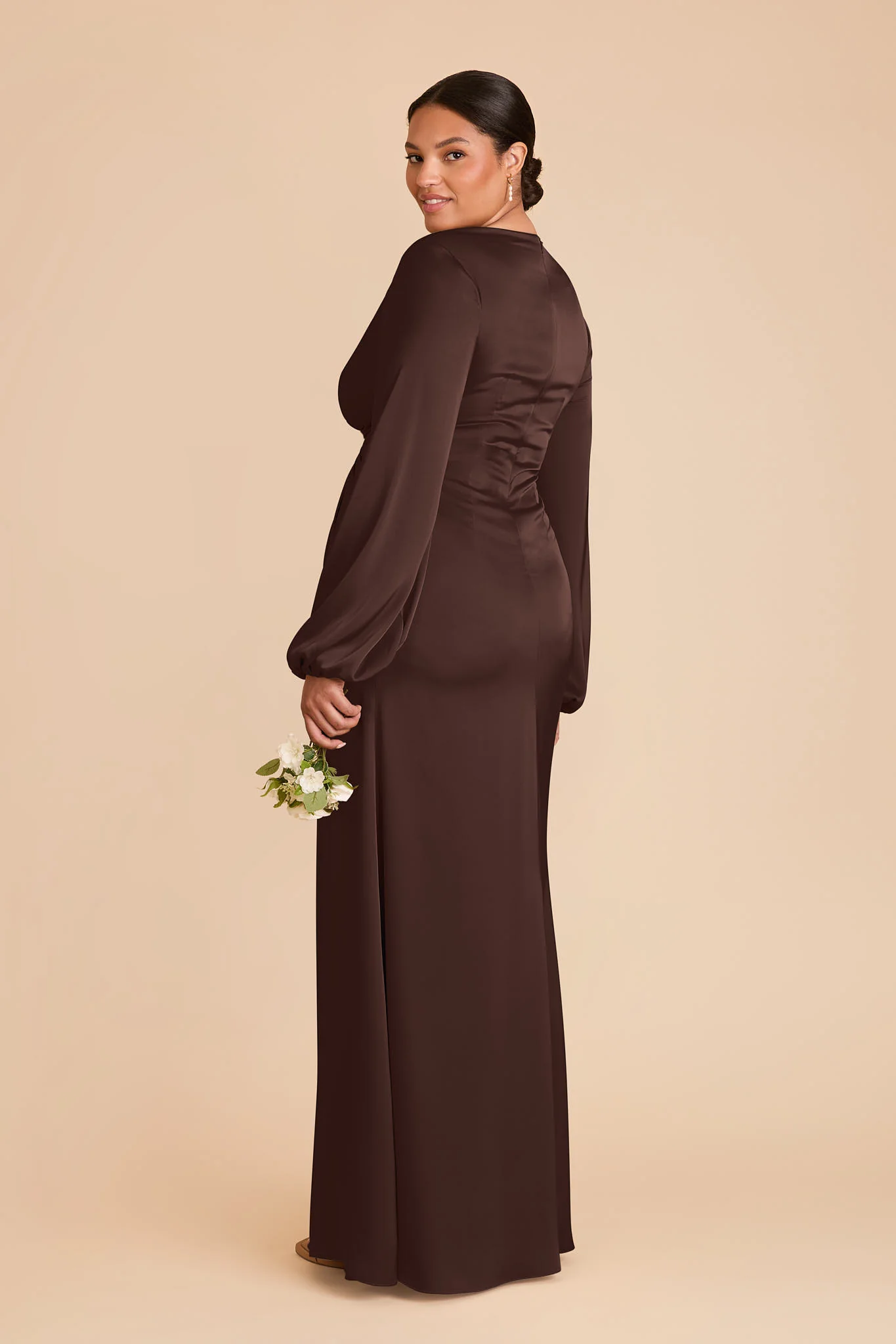 Juniper Matte Satin Dress - Espresso - Image 7