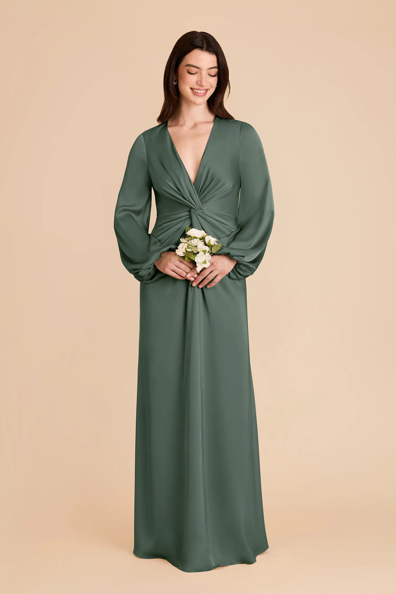 Juniper Matte Satin Dress - Eucalyptus - Image 2