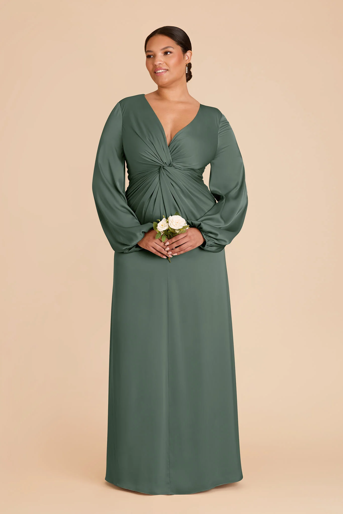 Juniper Matte Satin Dress - Eucalyptus - Image 6