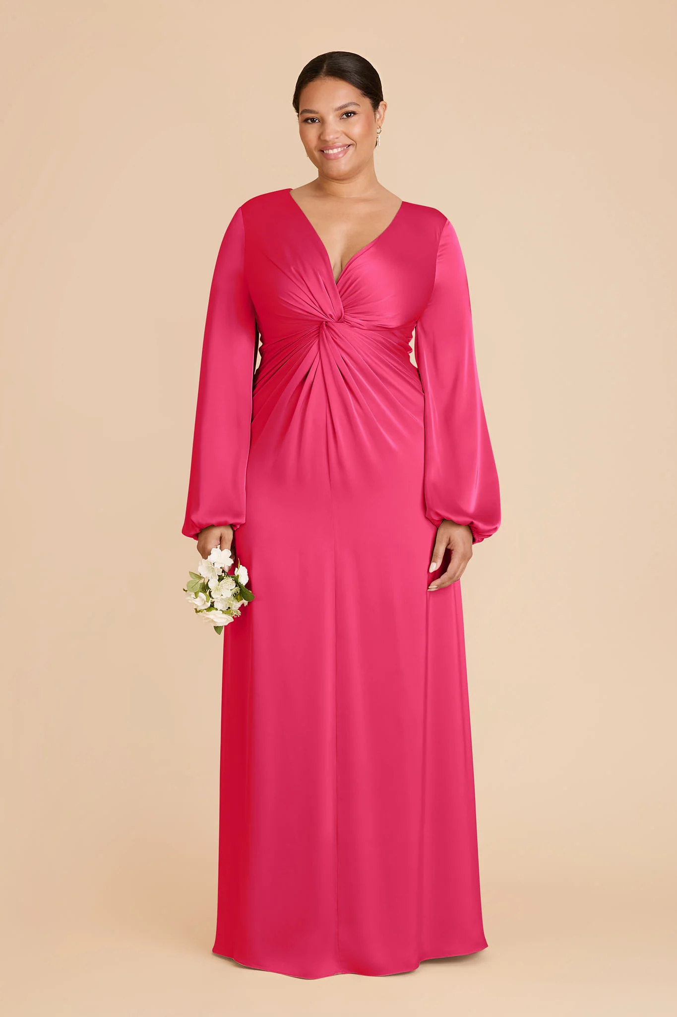 Juniper Matte Satin Dress - Fuchsia - Image 2