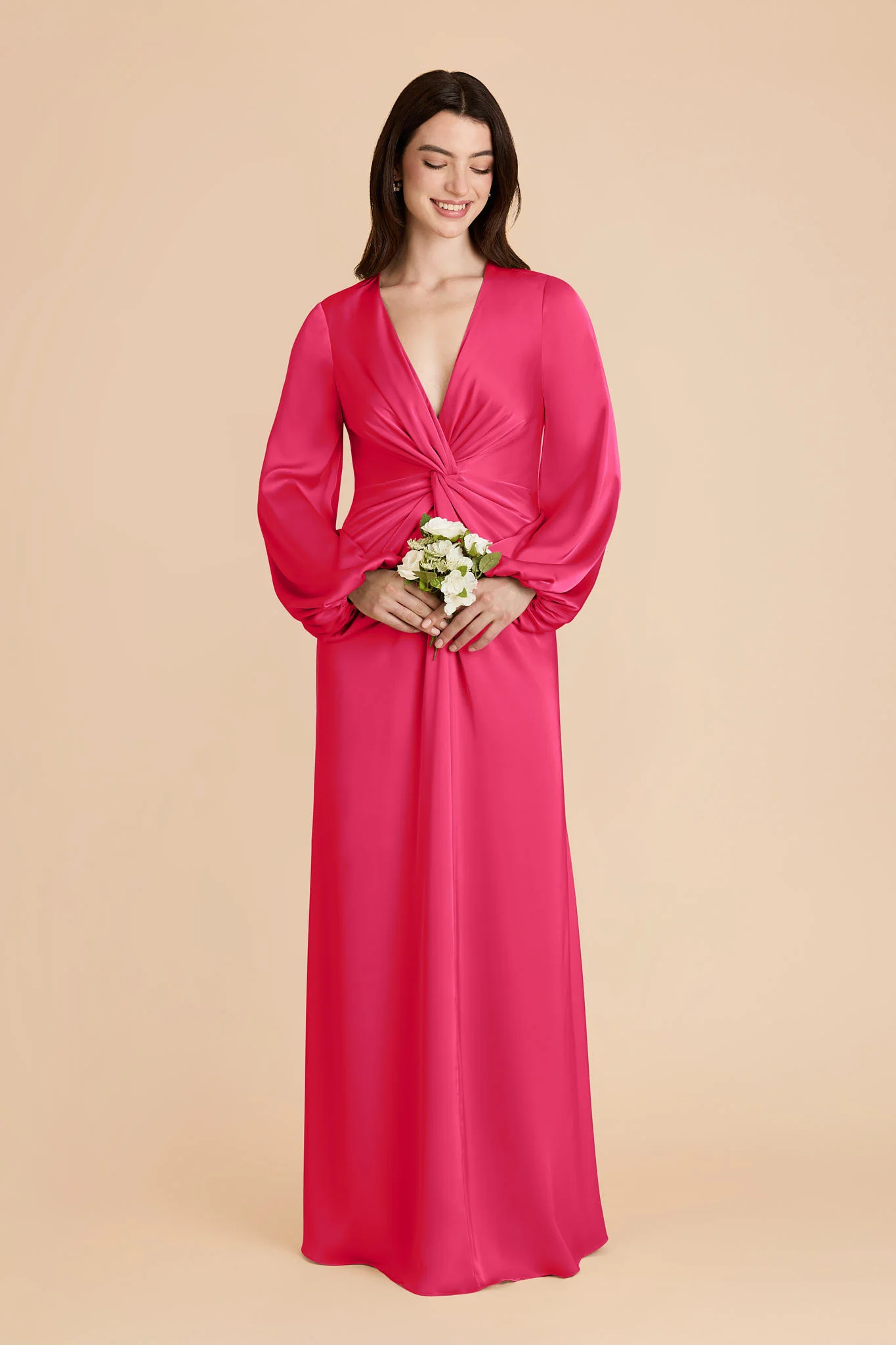 Juniper Matte Satin Dress - Fuchsia - Image 3