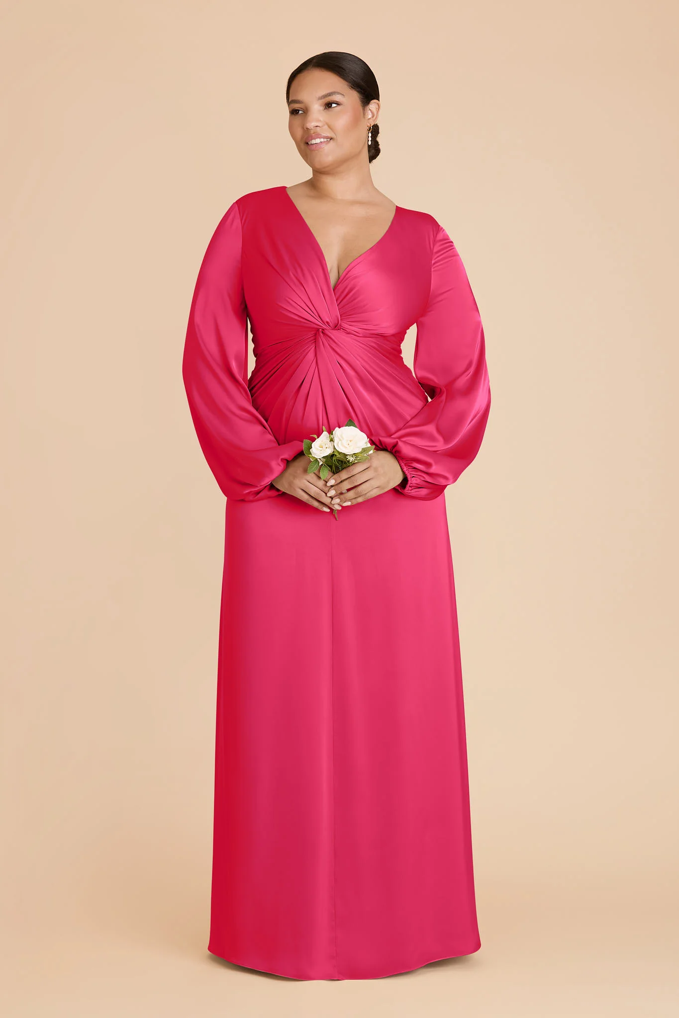 Juniper Matte Satin Dress - Fuchsia - Image 6