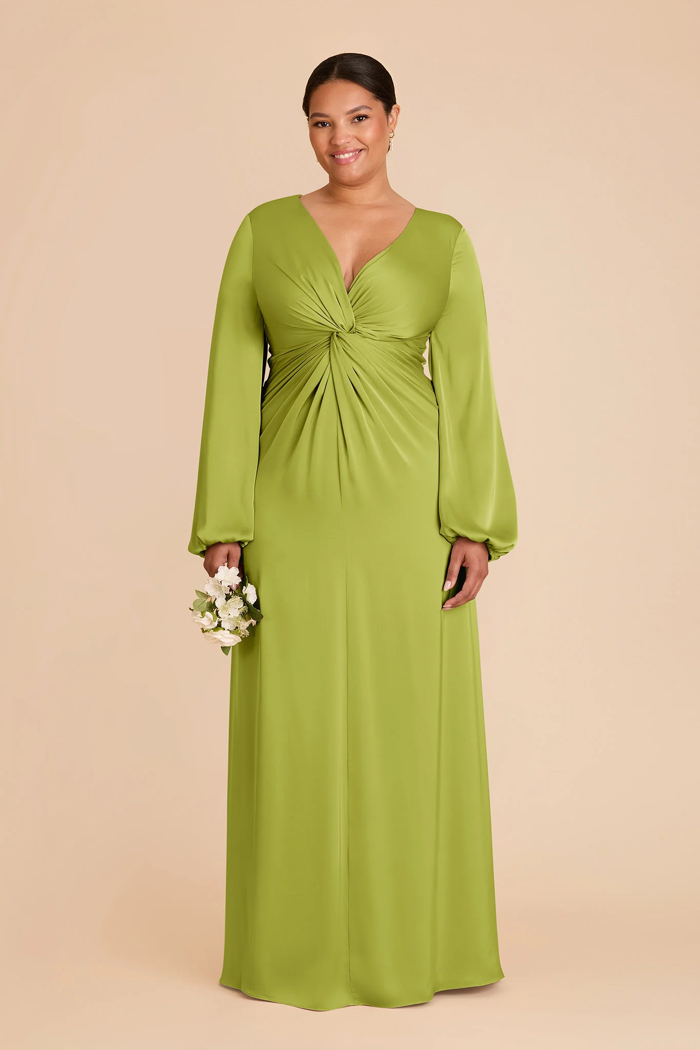 Juniper Matte Satin Dress - Matcha - Image 2
