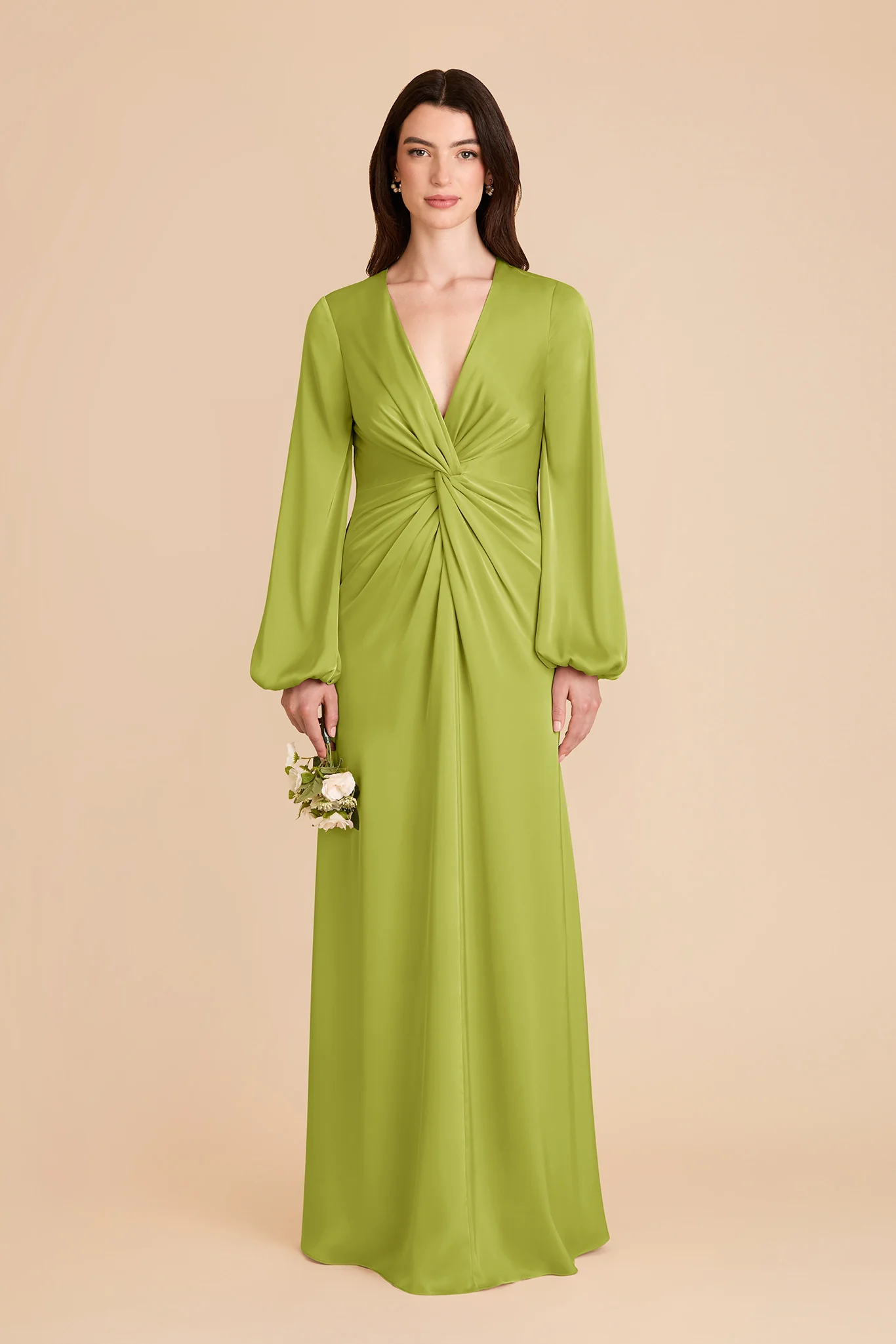 Juniper Matte Satin Dress - Matcha - Image 3