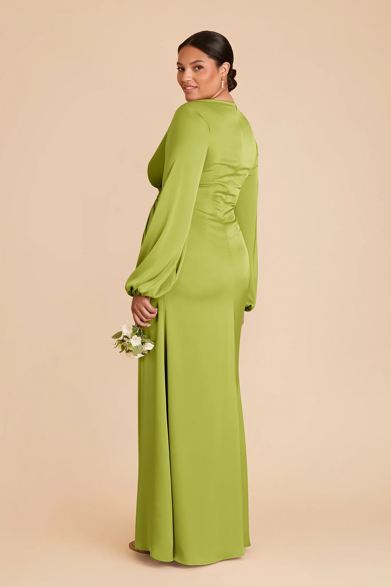 Juniper Matte Satin Dress - Matcha - Image 7