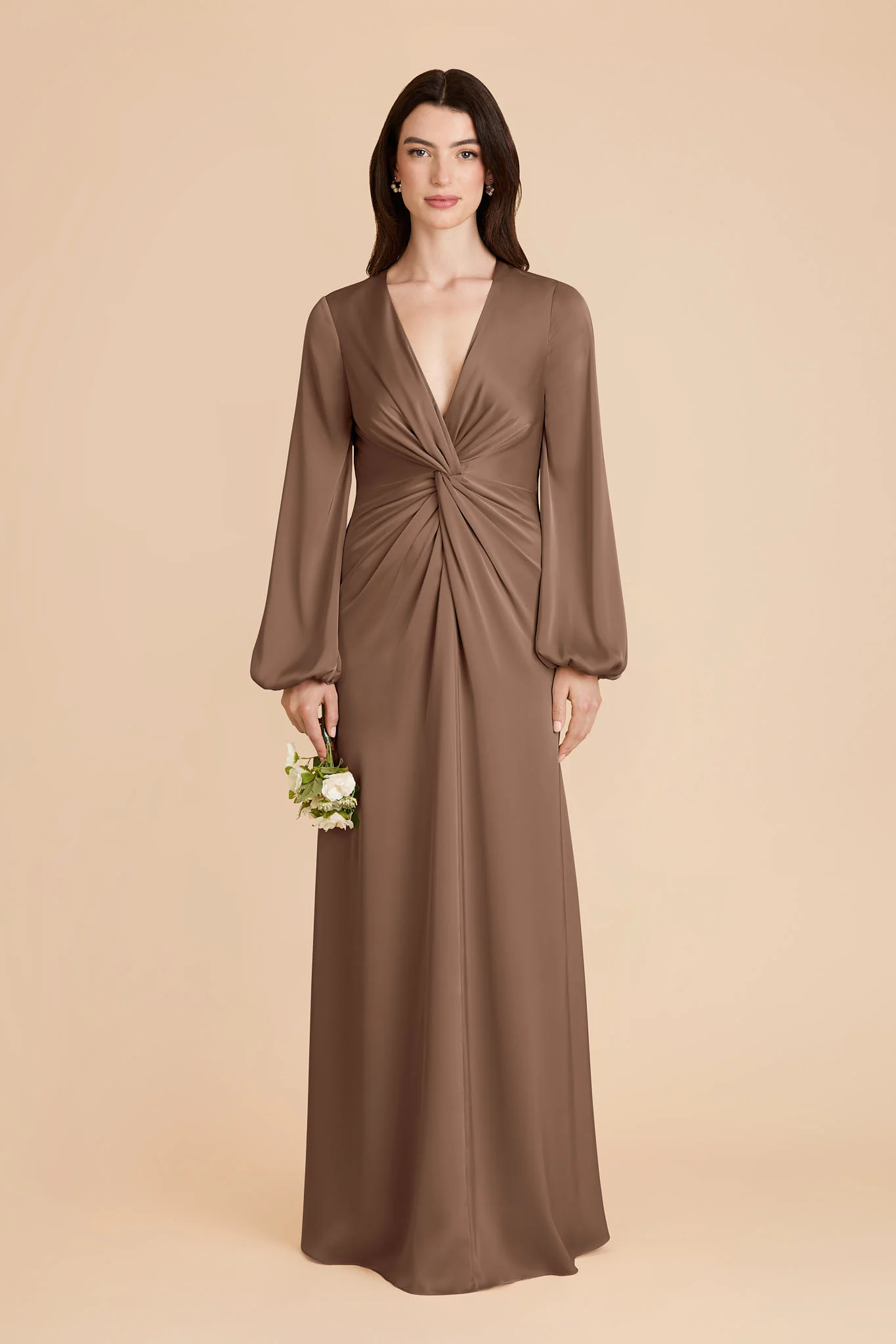 Juniper Matte Satin Dress - Mocha - Image 3