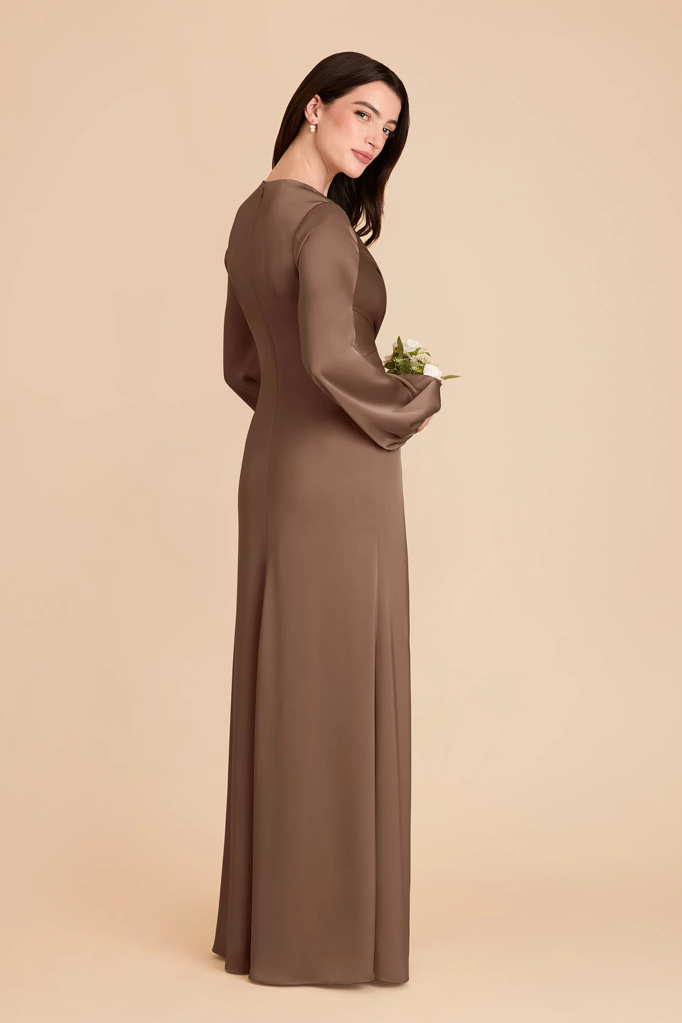 Juniper Matte Satin Dress - Mocha - Image 4