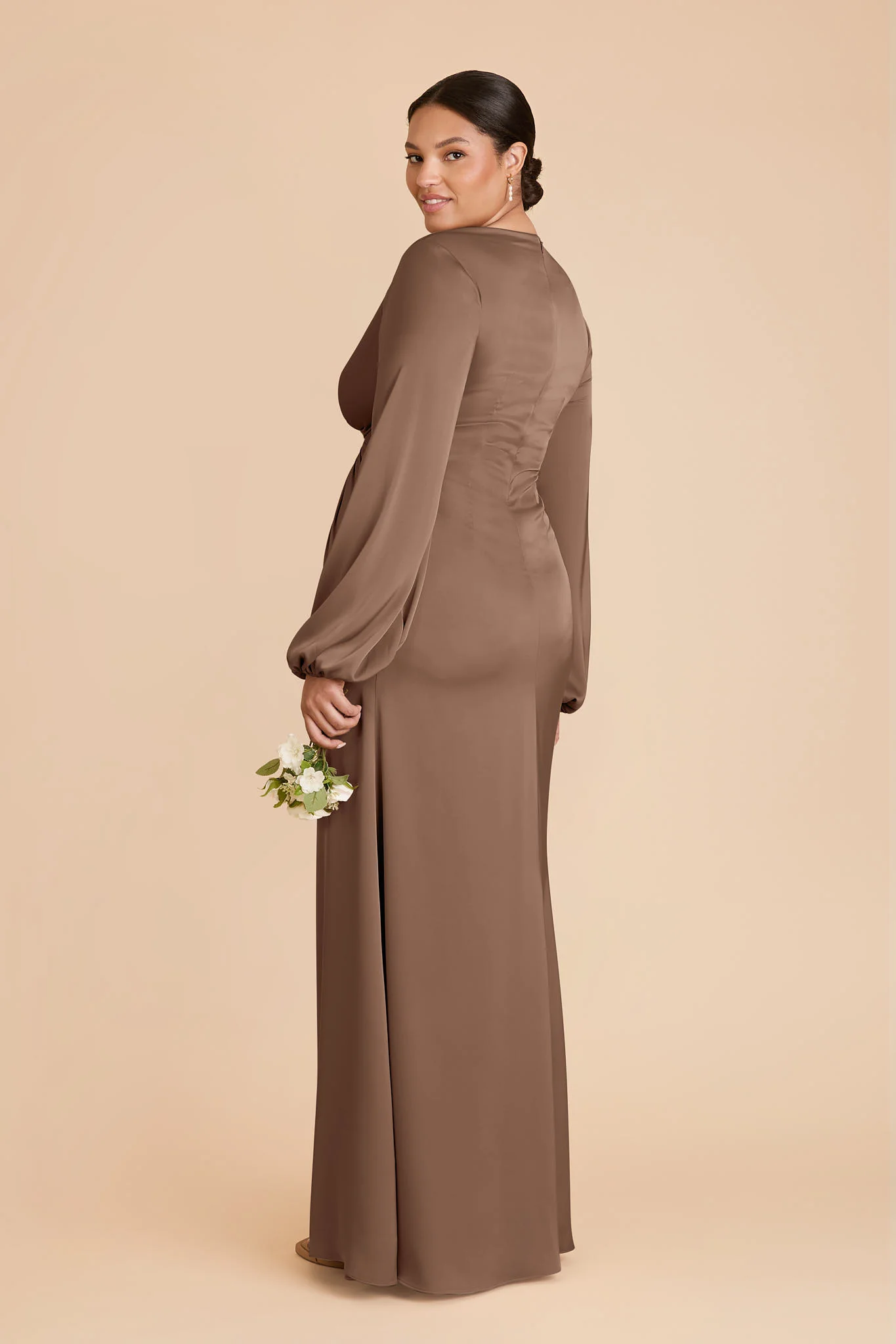 Juniper Matte Satin Dress - Mocha - Image 7