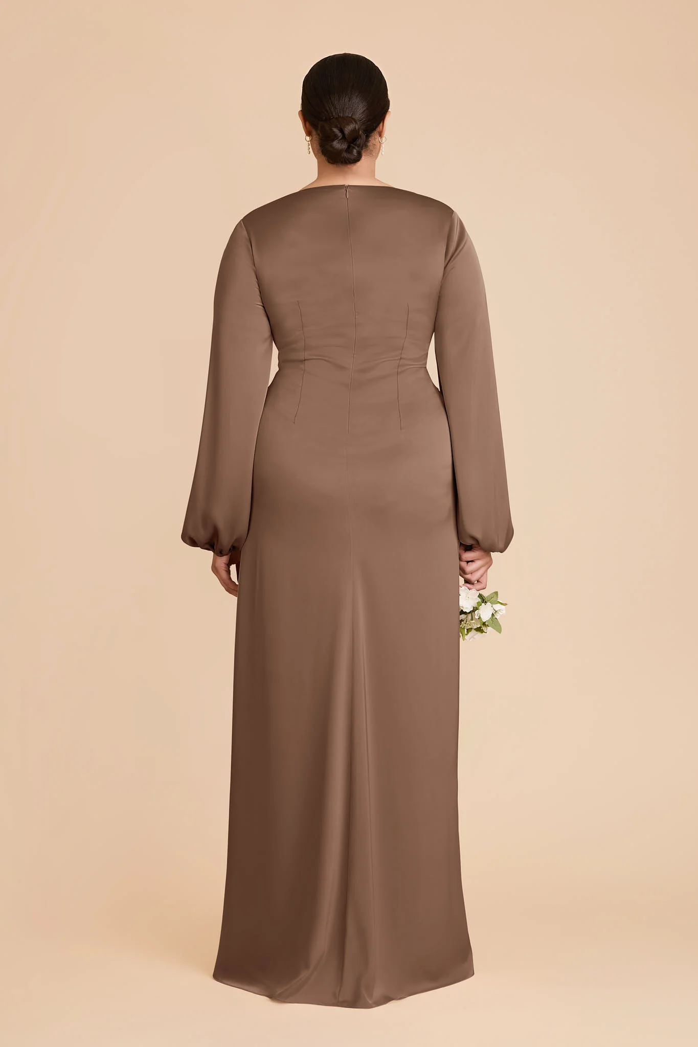 Juniper Matte Satin Dress - Mocha - Image 8