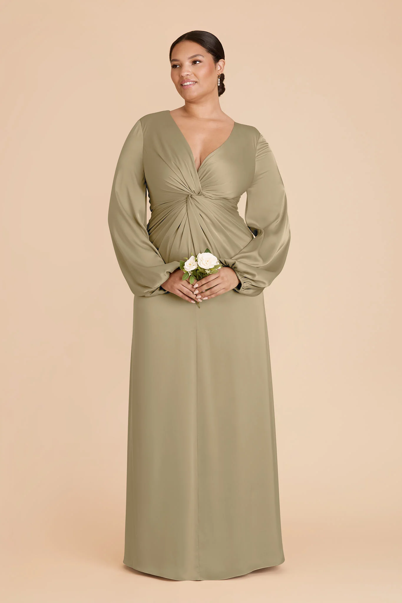 Juniper Matte Satin Dress - Moss Green - Image 6