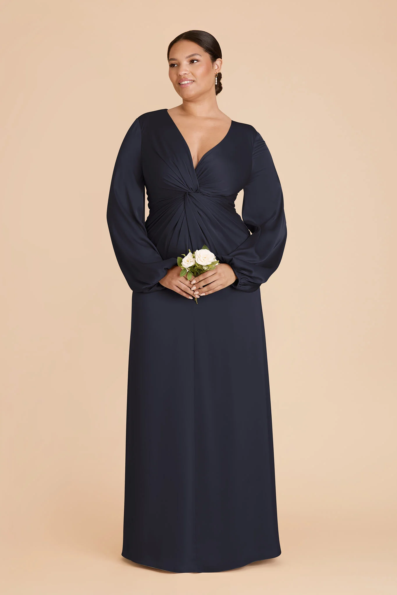 Juniper Matte Satin Dress - Navy - Image 2