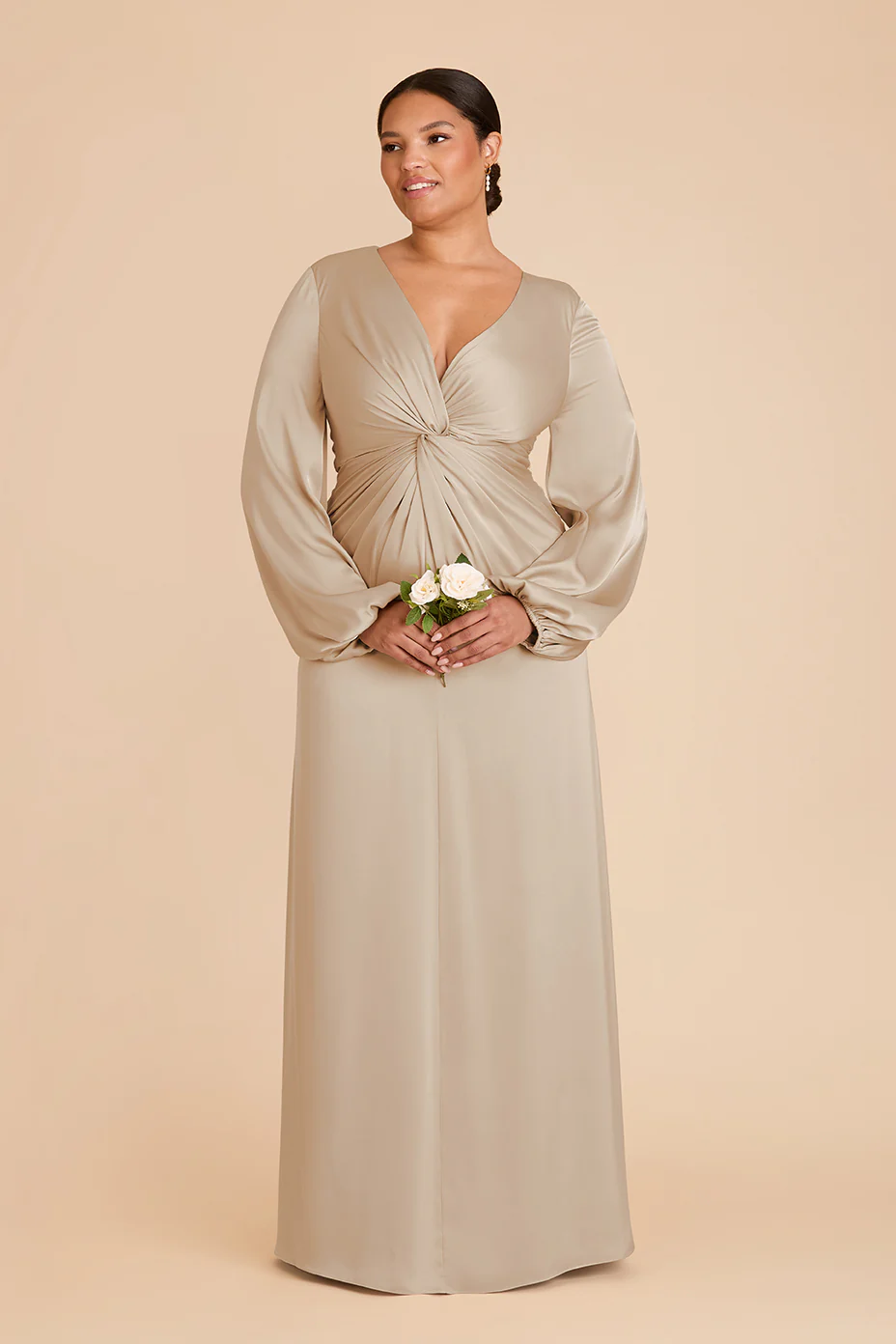 Juniper Matte Satin Dress - Neutral Champagne - Image 6