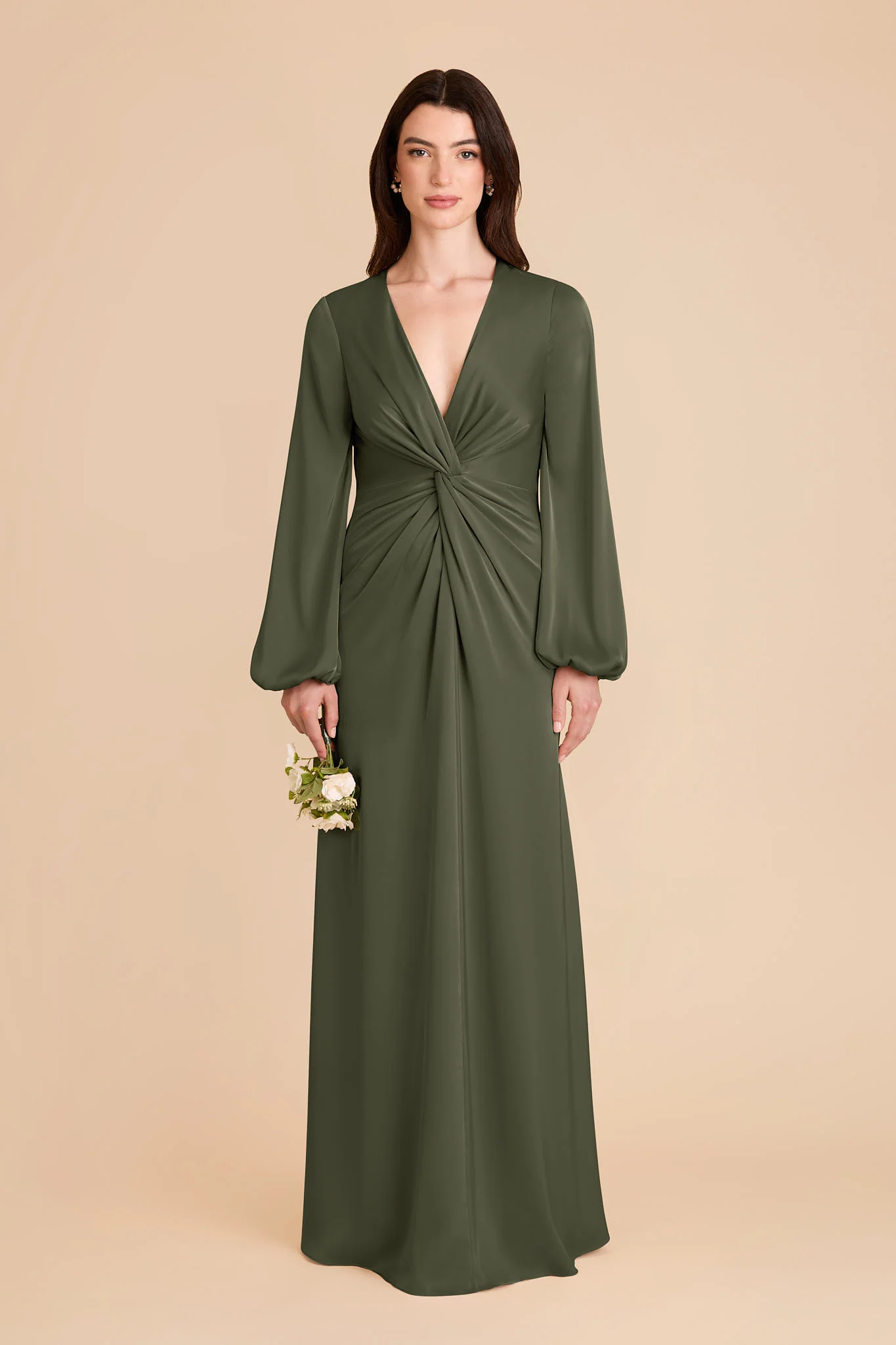 Juniper Matte Satin Dress - Olive