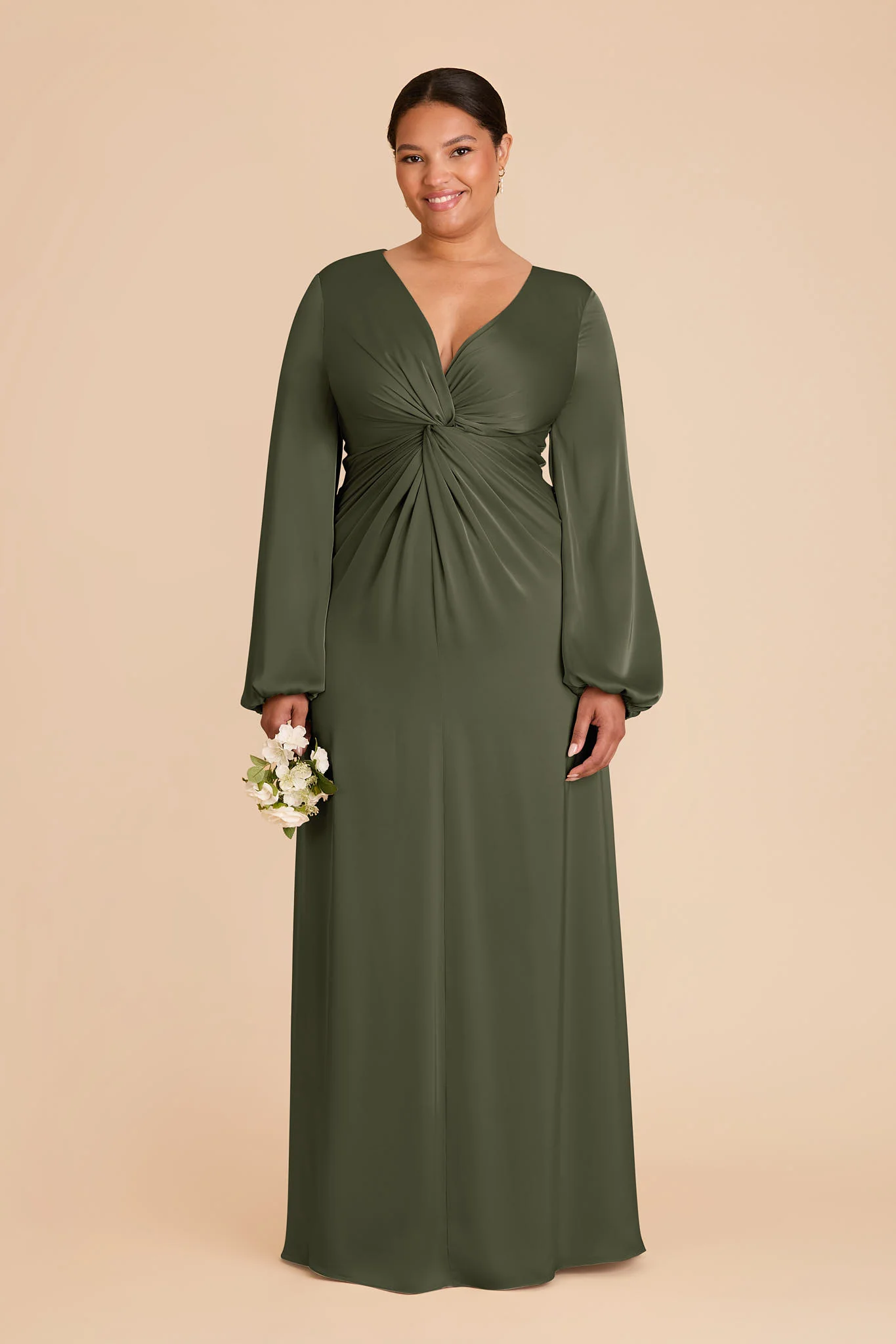 Juniper Matte Satin Dress - Olive - Image 2