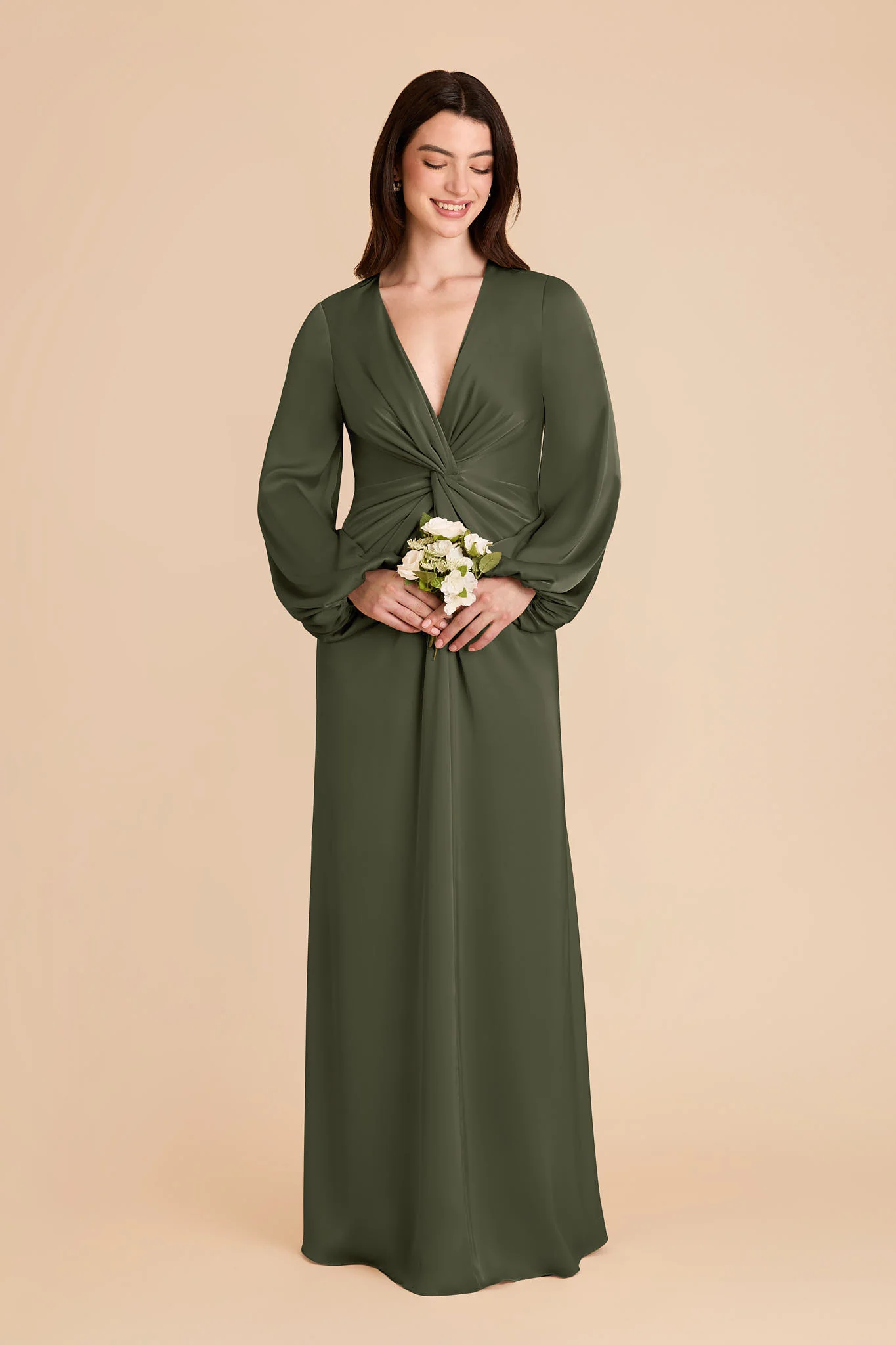 Juniper Matte Satin Dress - Olive - Image 3