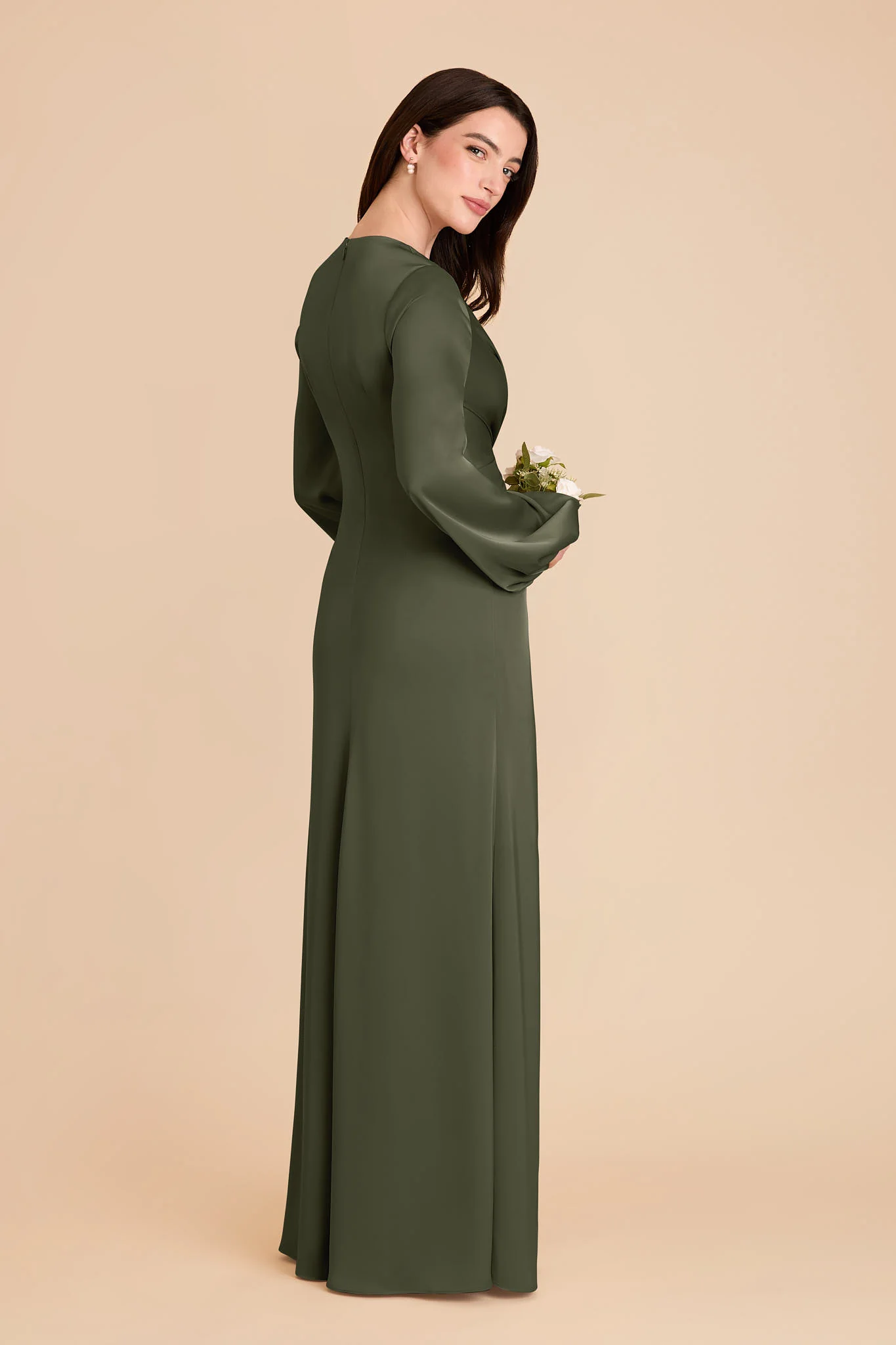 Juniper Matte Satin Dress - Olive - Image 4