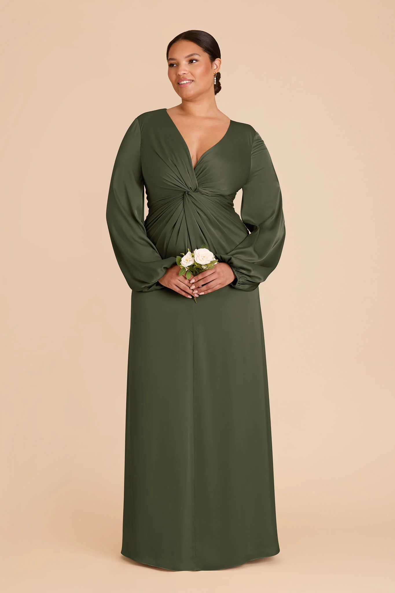 Juniper Matte Satin Dress - Olive - Image 6