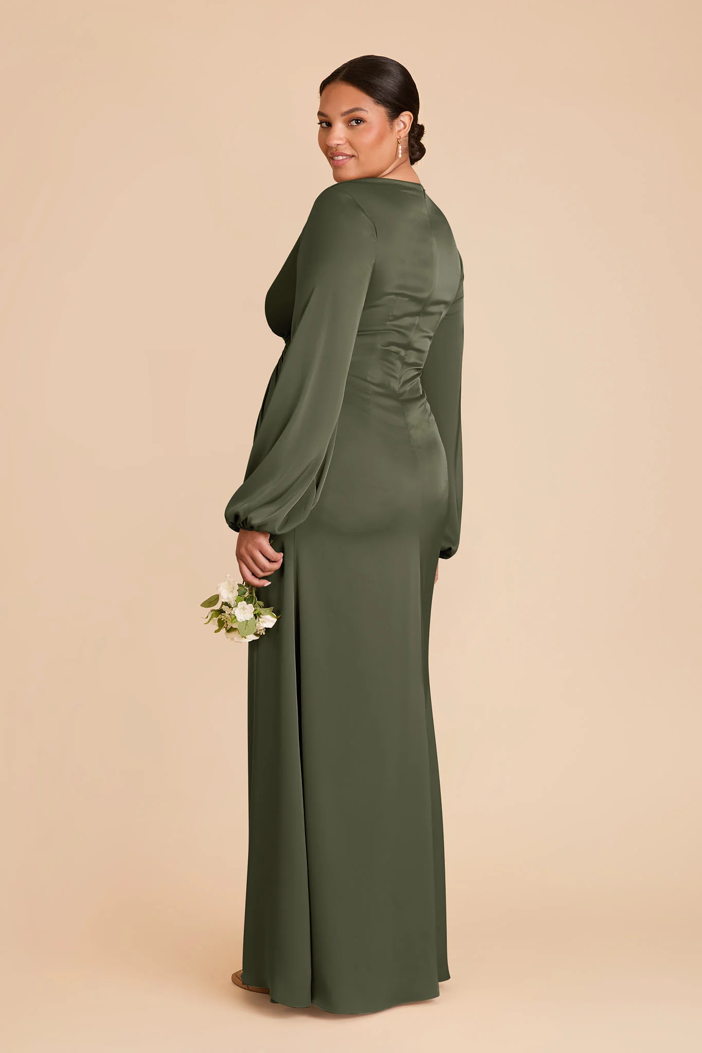Juniper Matte Satin Dress - Olive - Image 7
