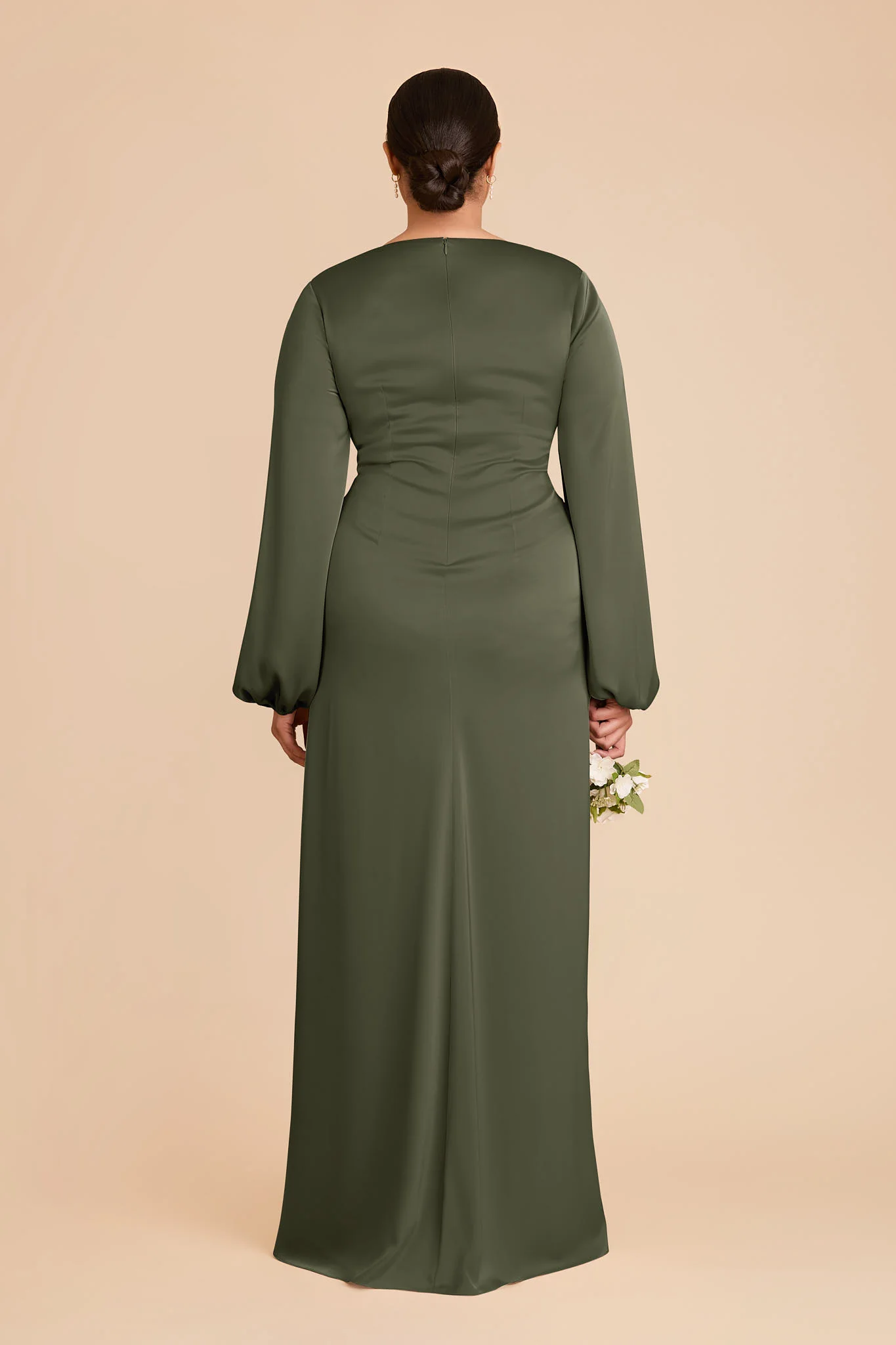 Juniper Matte Satin Dress - Olive - Image 8