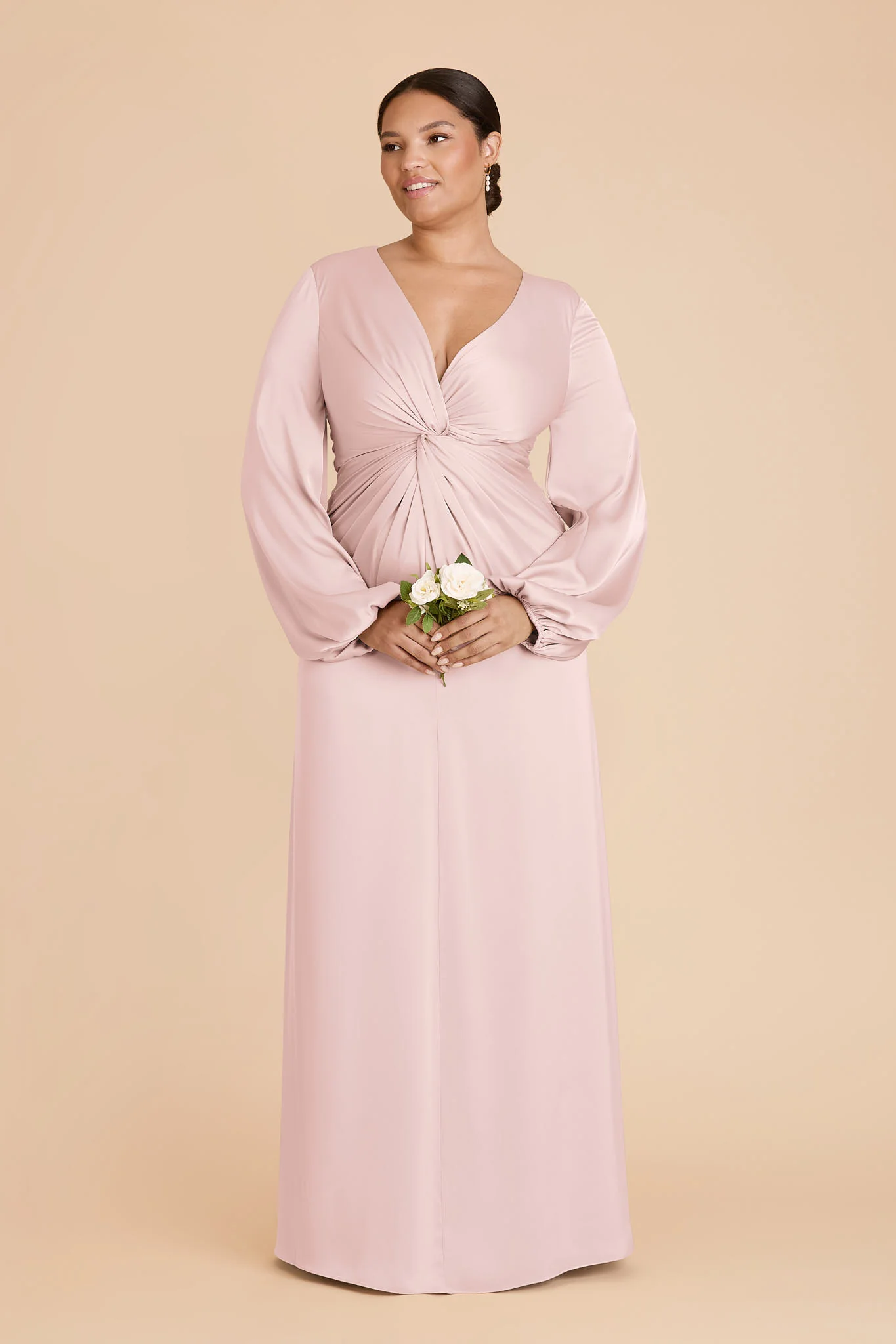 Juniper Matte Satin Dress - Pale Blush - Image 6