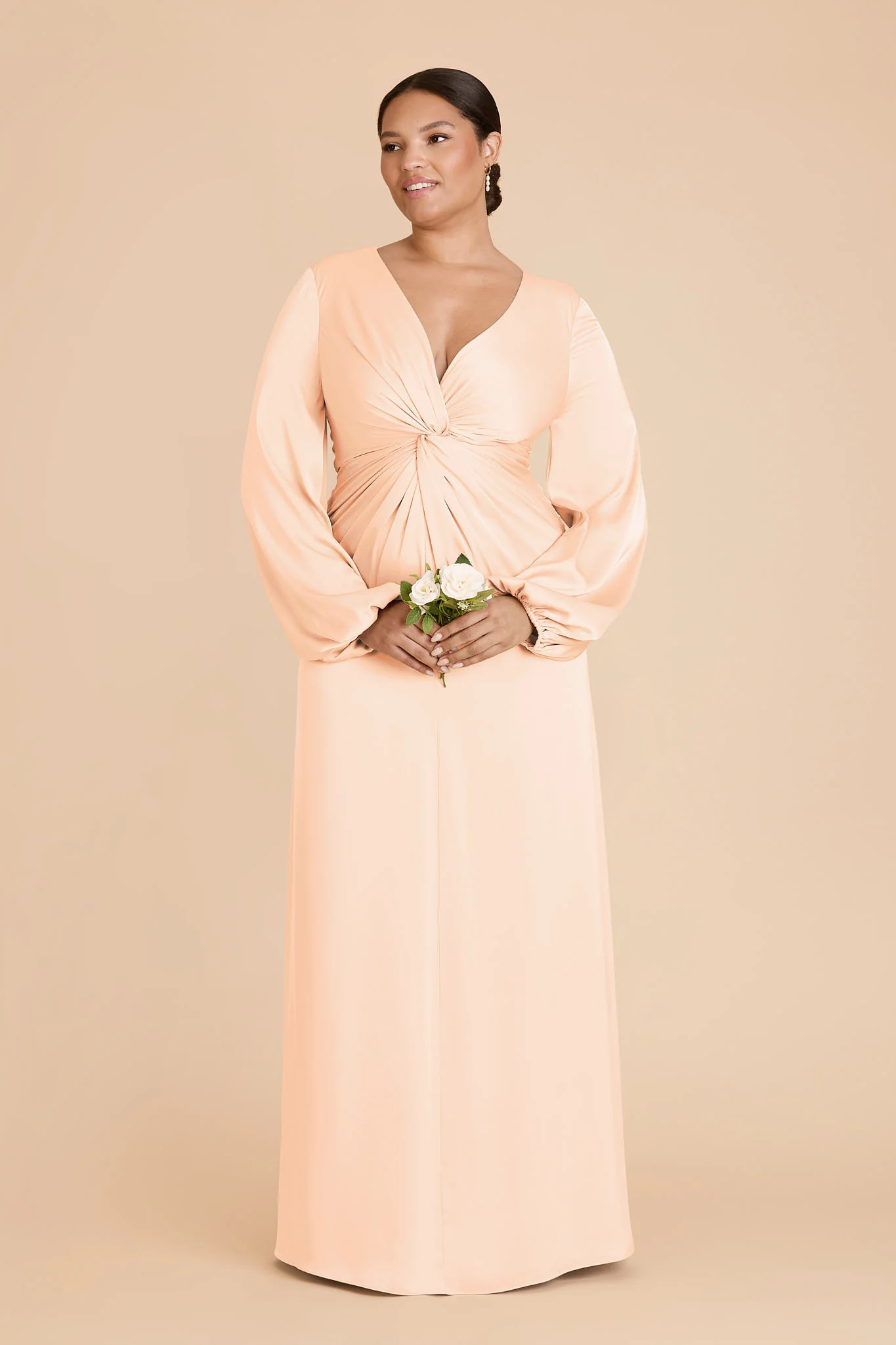 Juniper Matte Satin Dress - Peach Cream - Image 2