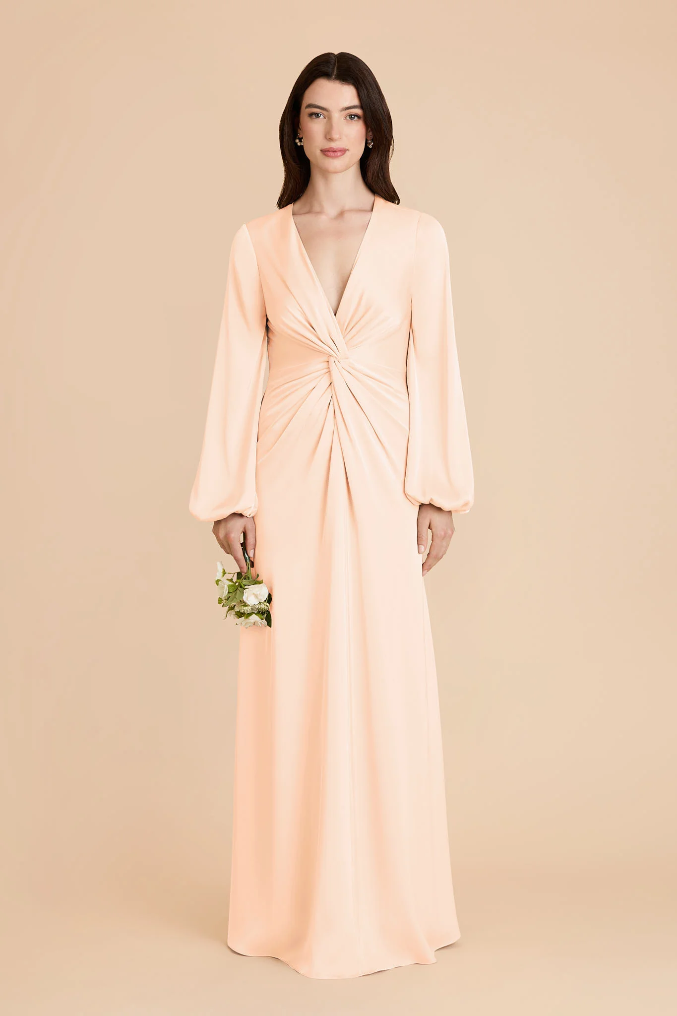 Juniper Matte Satin Dress - Peach Cream - Image 3
