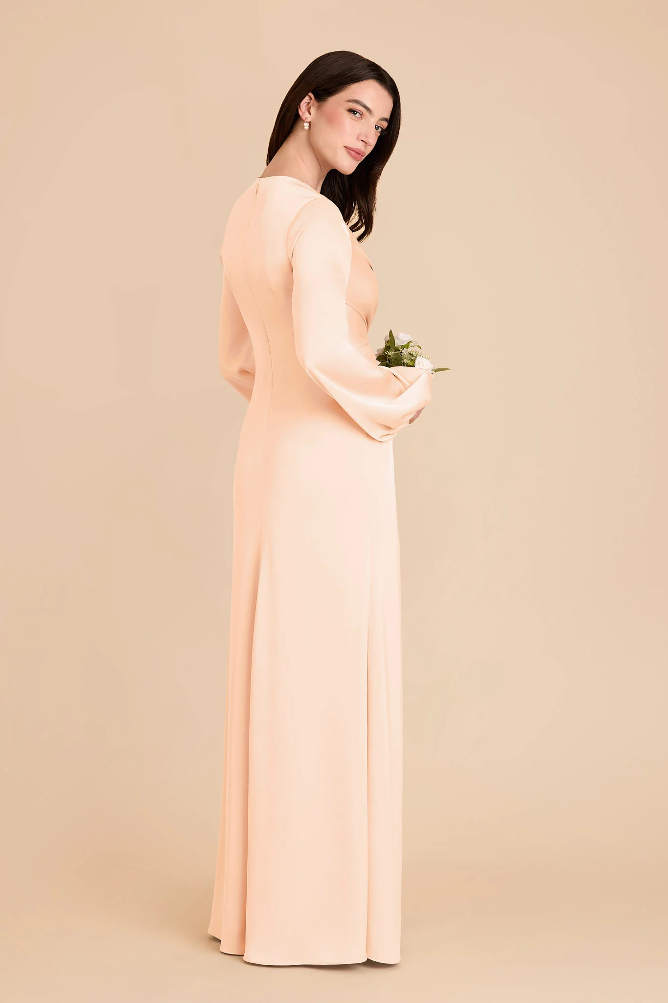 Juniper Matte Satin Dress - Peach Cream - Image 4