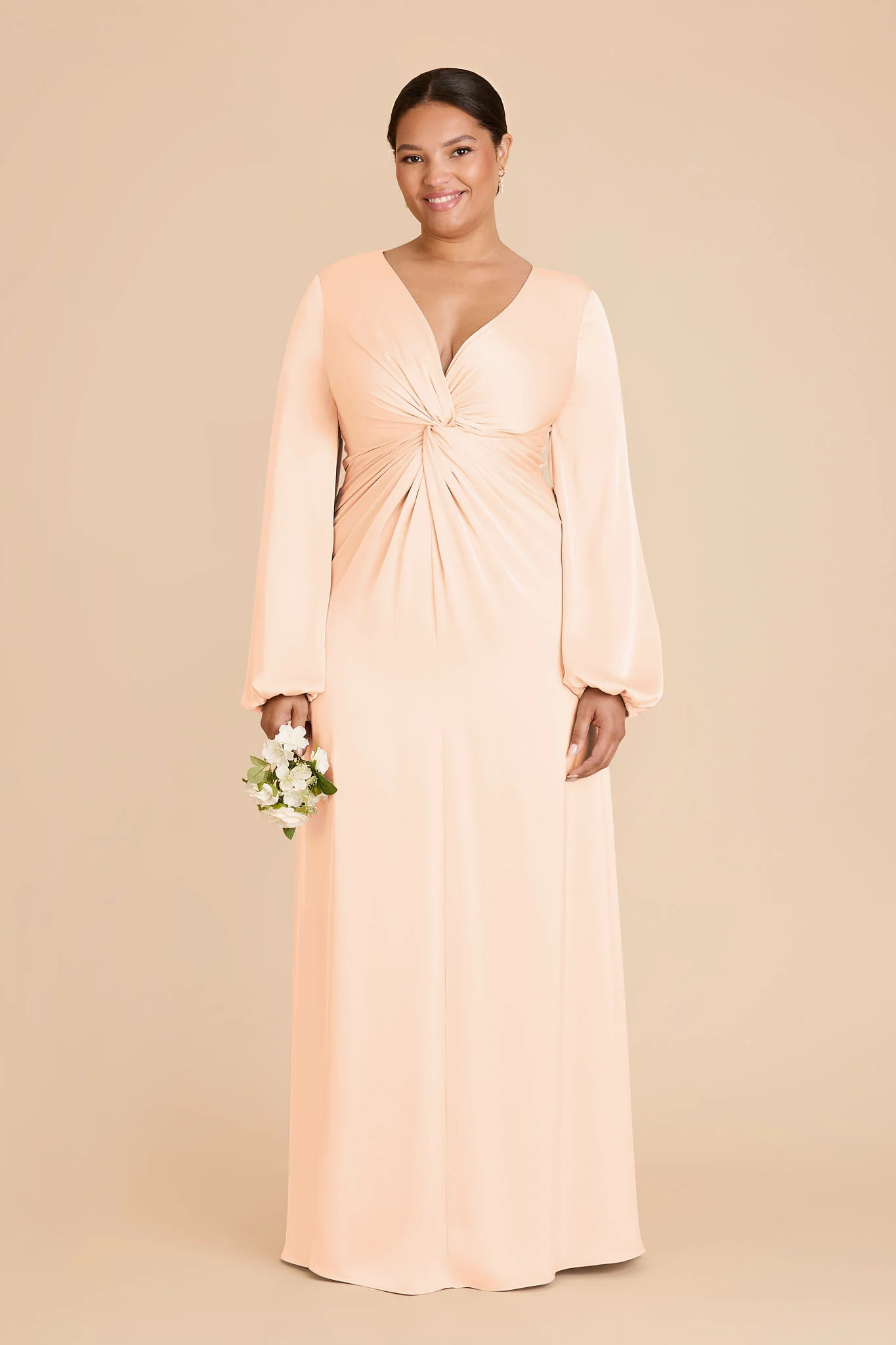 Juniper Matte Satin Dress - Peach Cream - Image 7