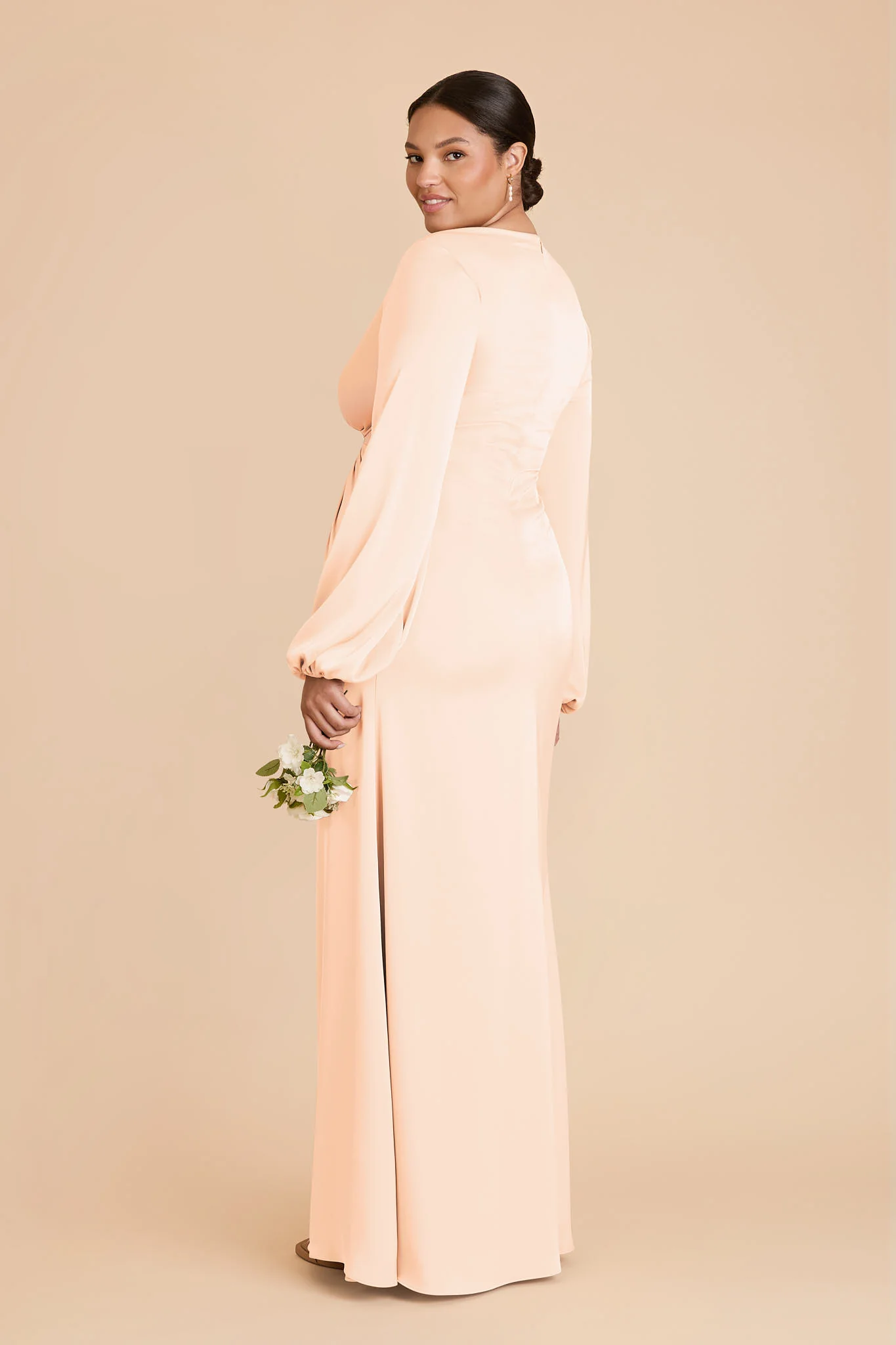 Juniper Matte Satin Dress - Peach Cream - Image 8