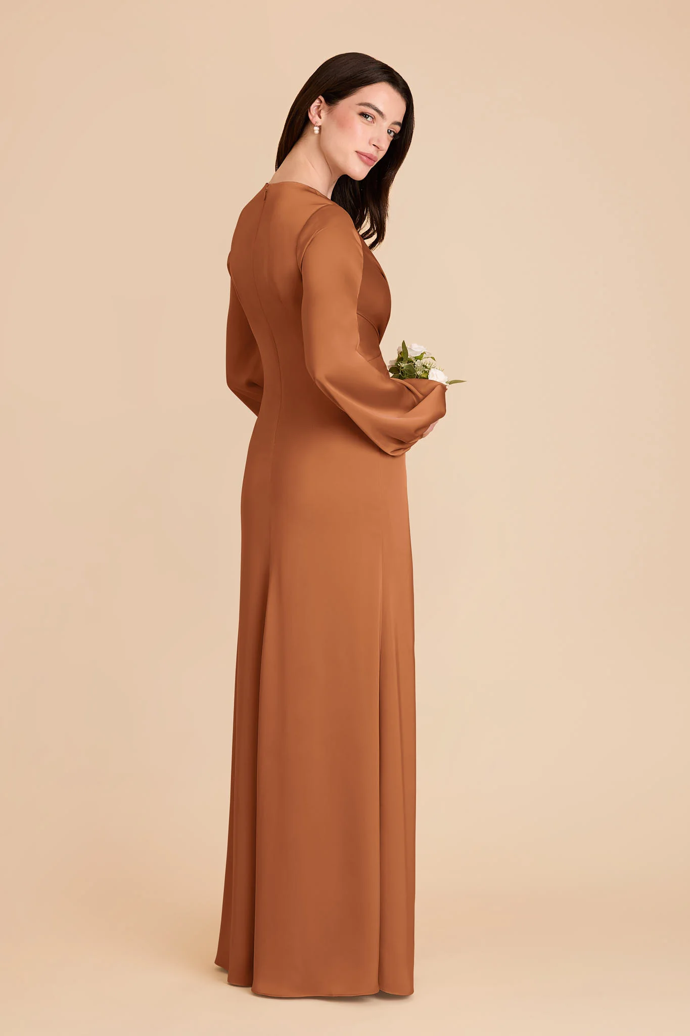 Juniper Matte Satin Dress - Rust - Image 4