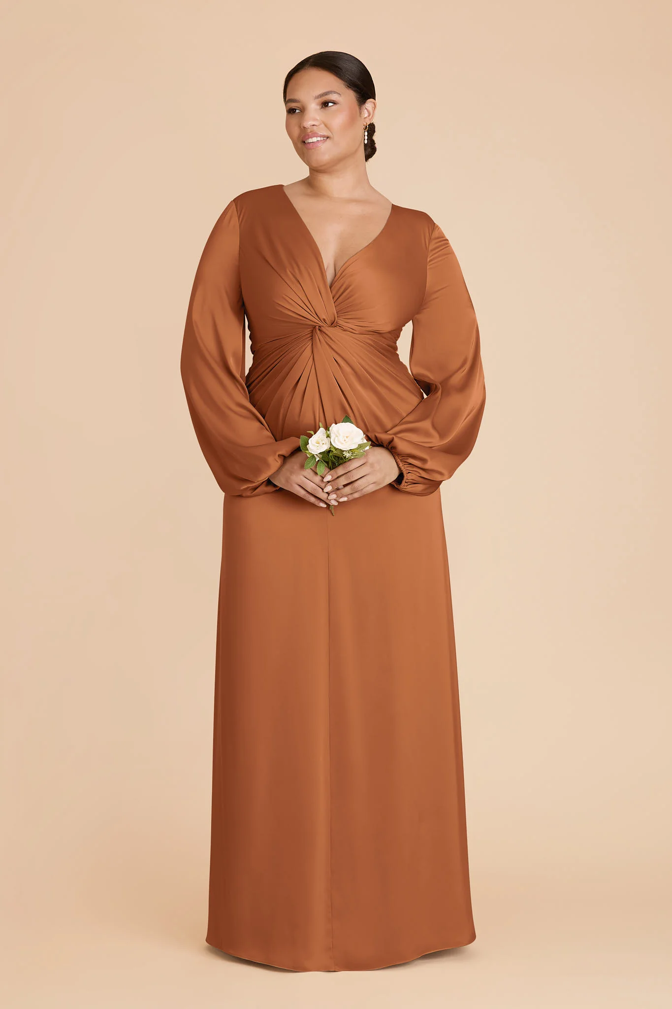 Juniper Matte Satin Dress - Rust - Image 6