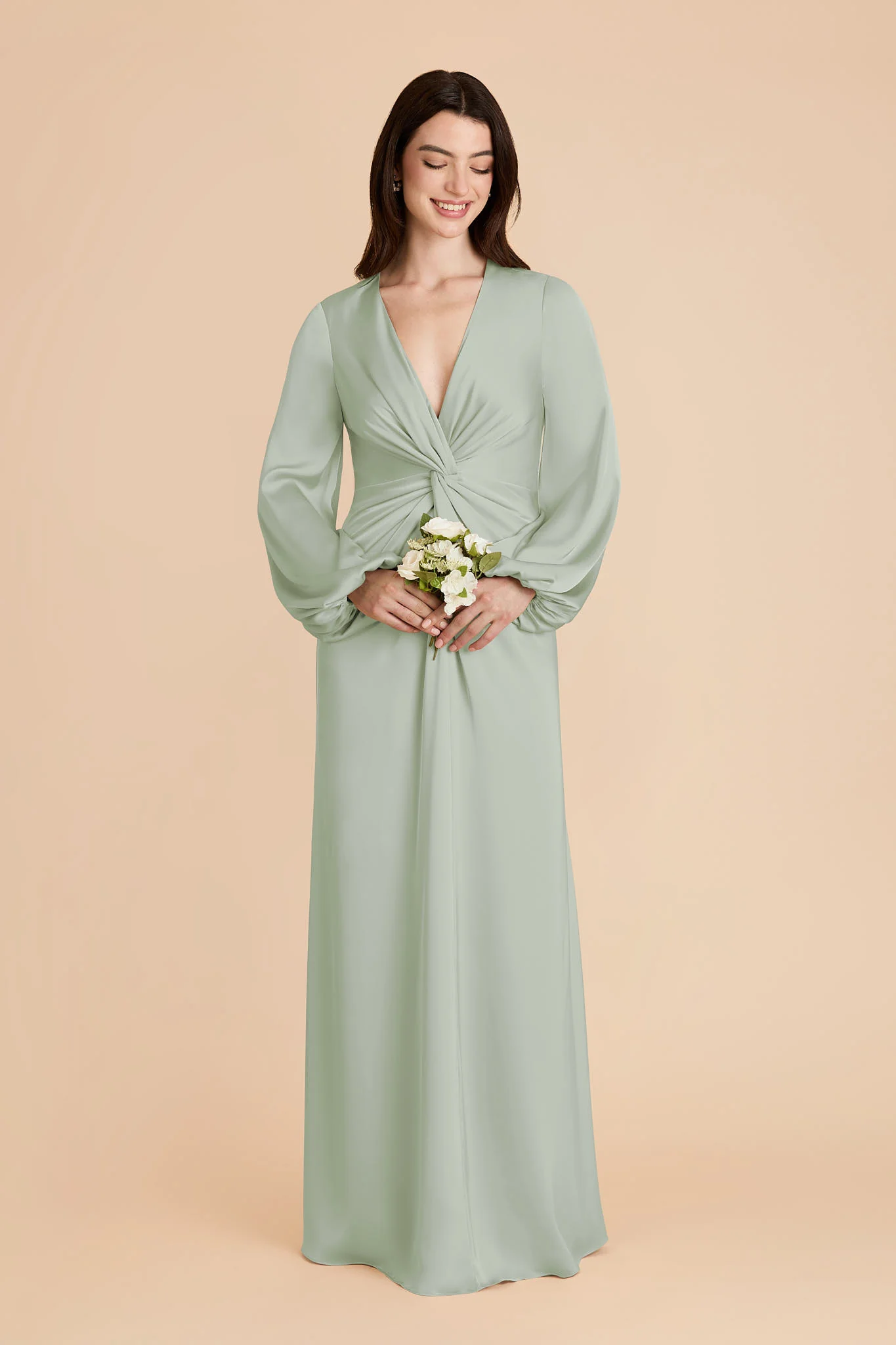 Juniper Matte Satin Dress - Sage - Image 3