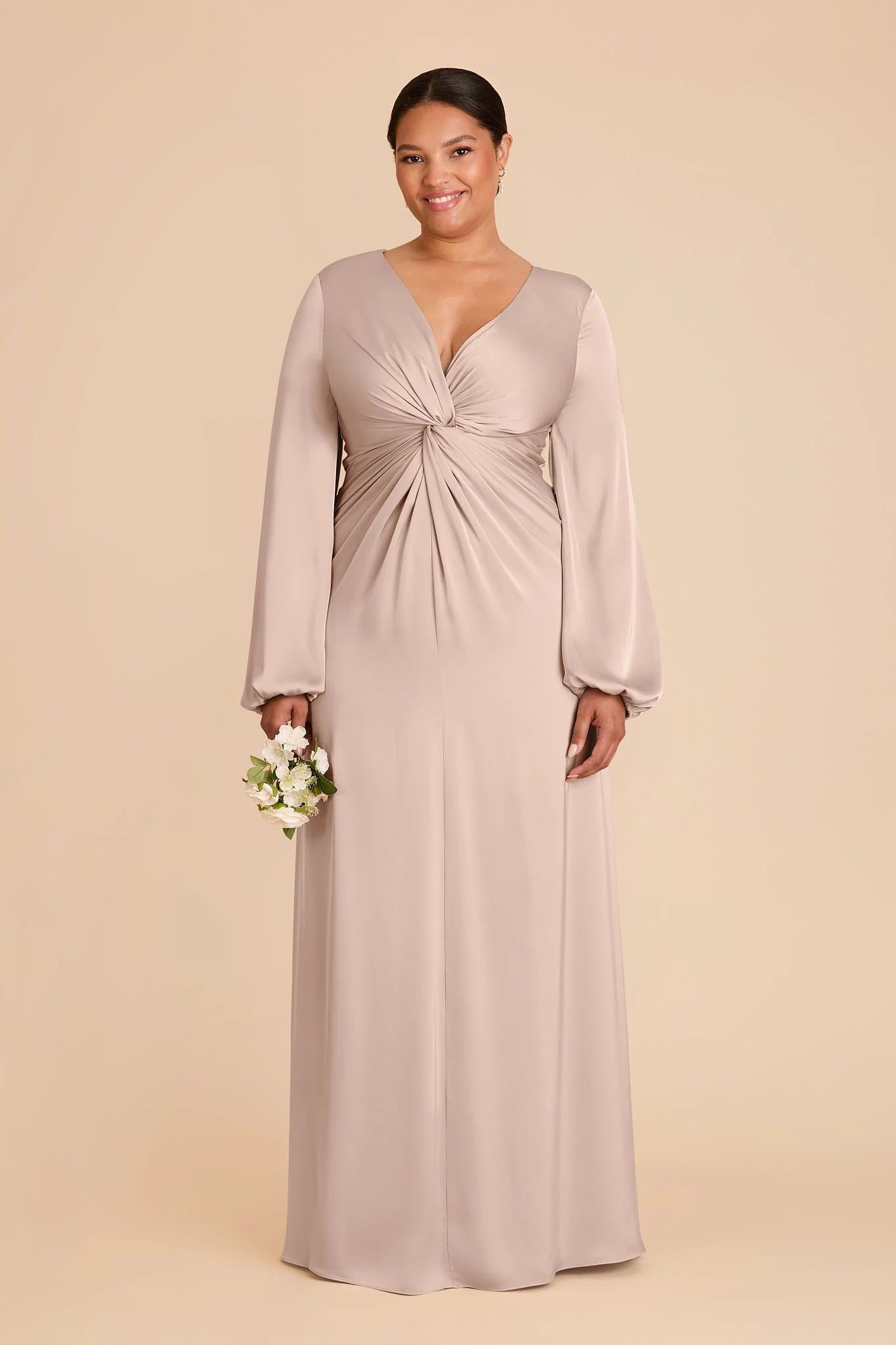 Juniper Matte Satin Dress - Taupe - Image 2