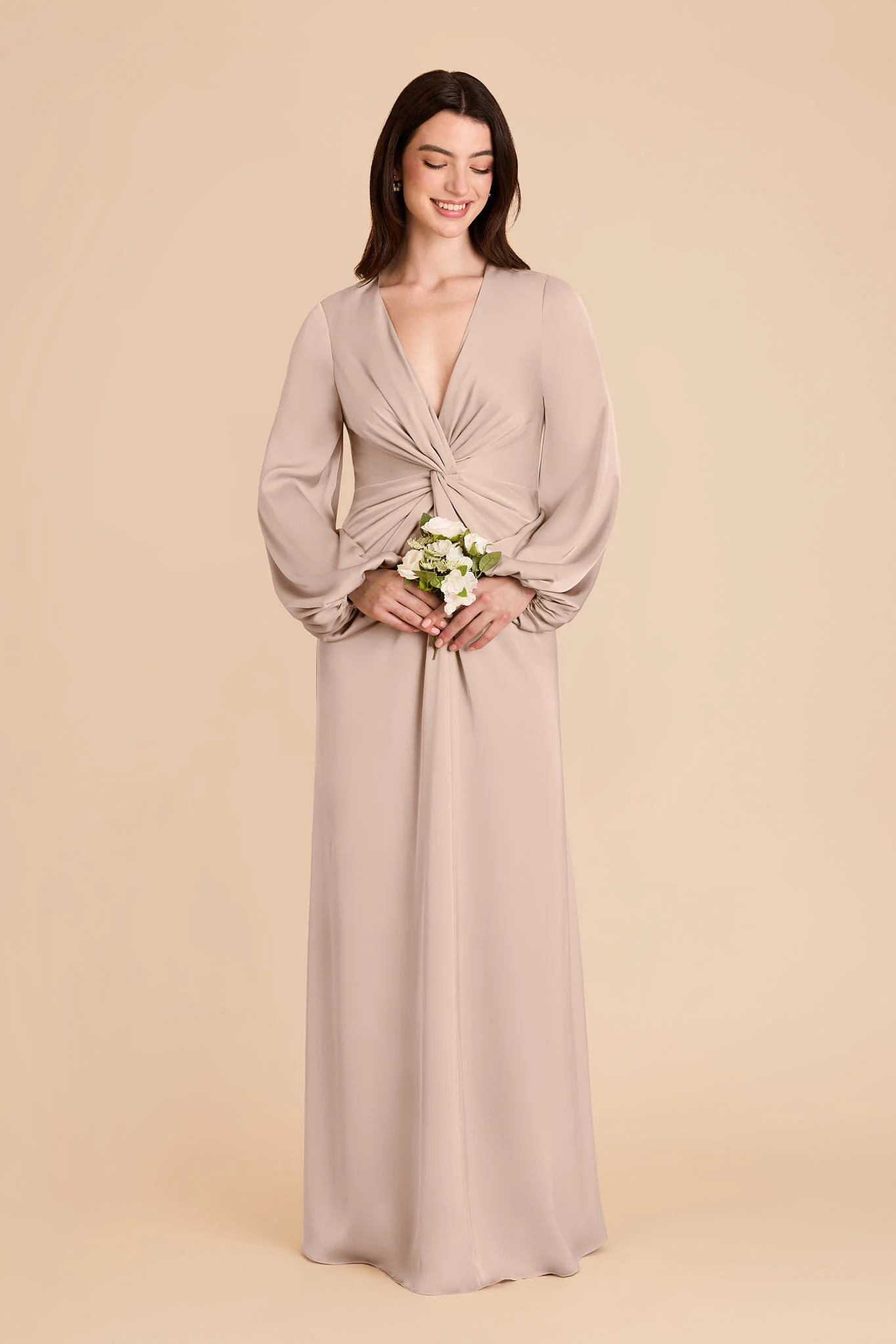 Juniper Matte Satin Dress - Taupe - Image 3