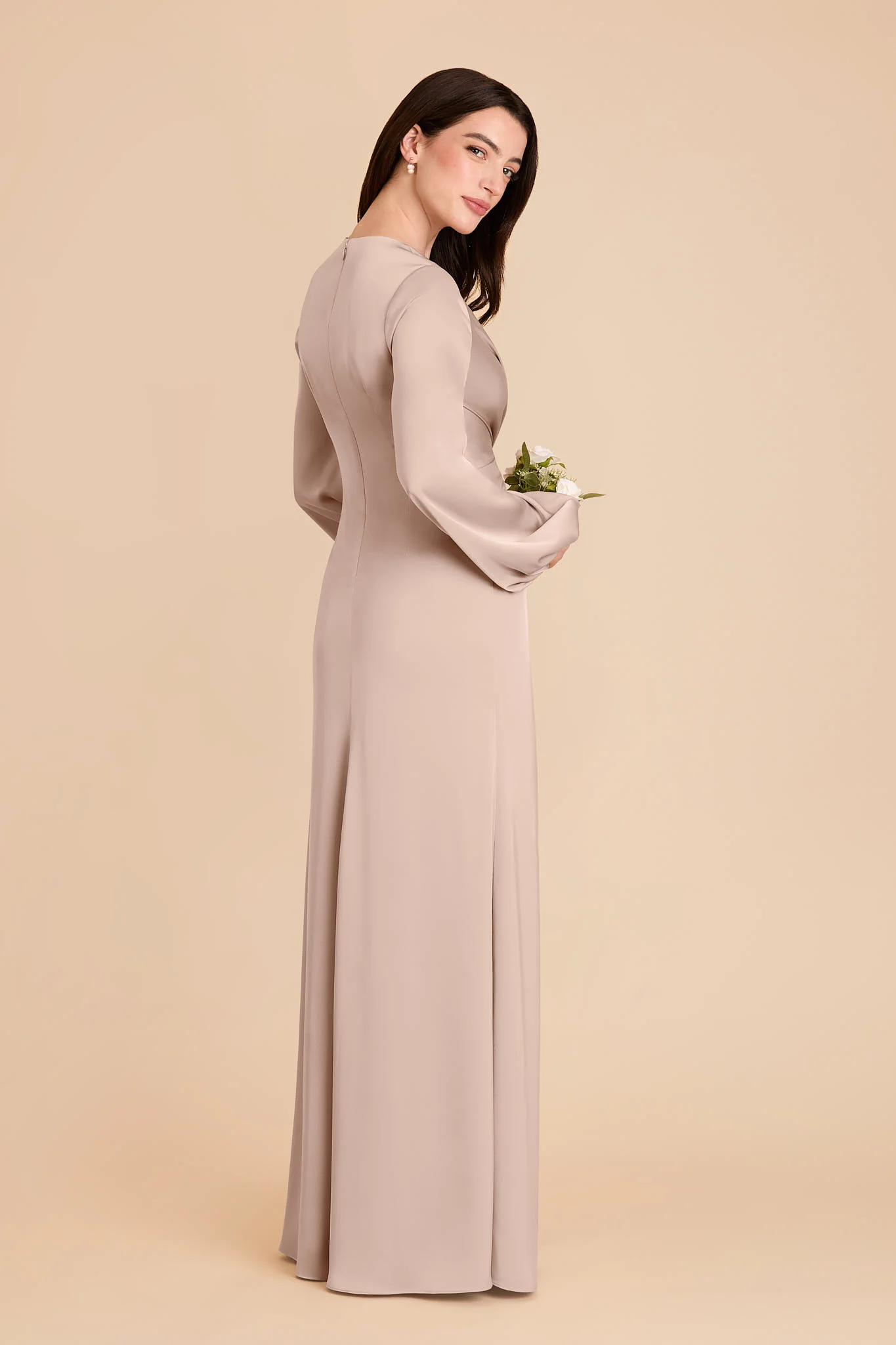 Juniper Matte Satin Dress - Taupe - Image 4