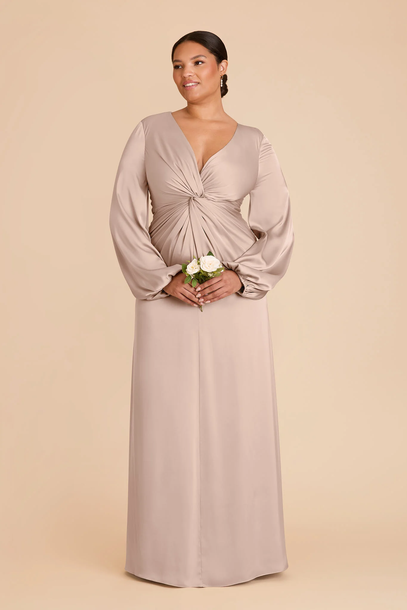 Juniper Matte Satin Dress - Taupe - Image 6