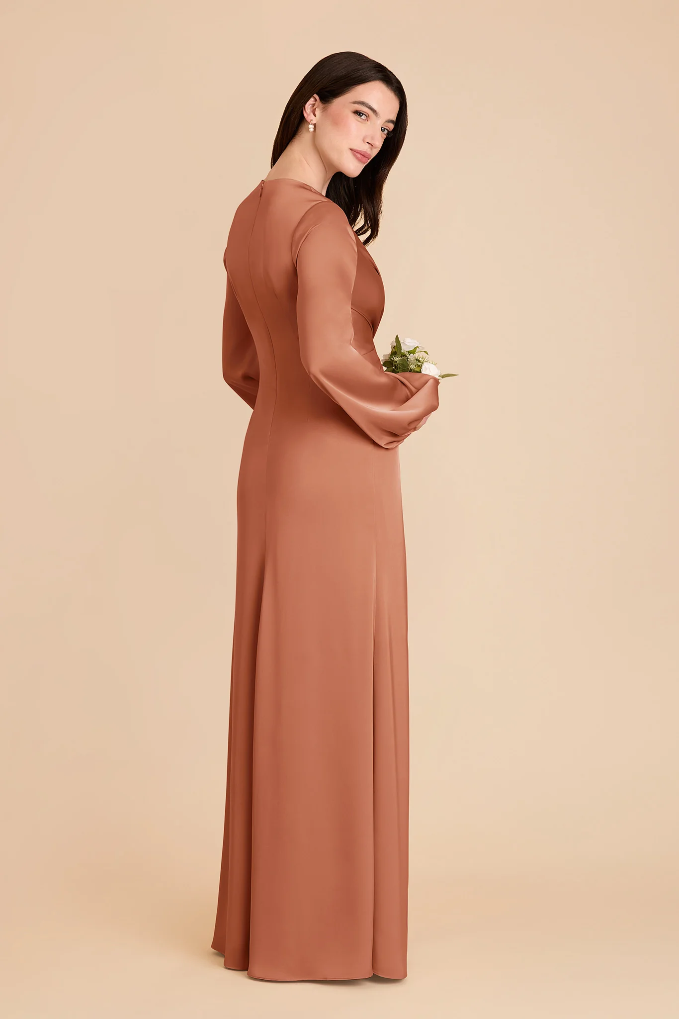 Juniper Matte Satin Dress - Terracotta - Image 4