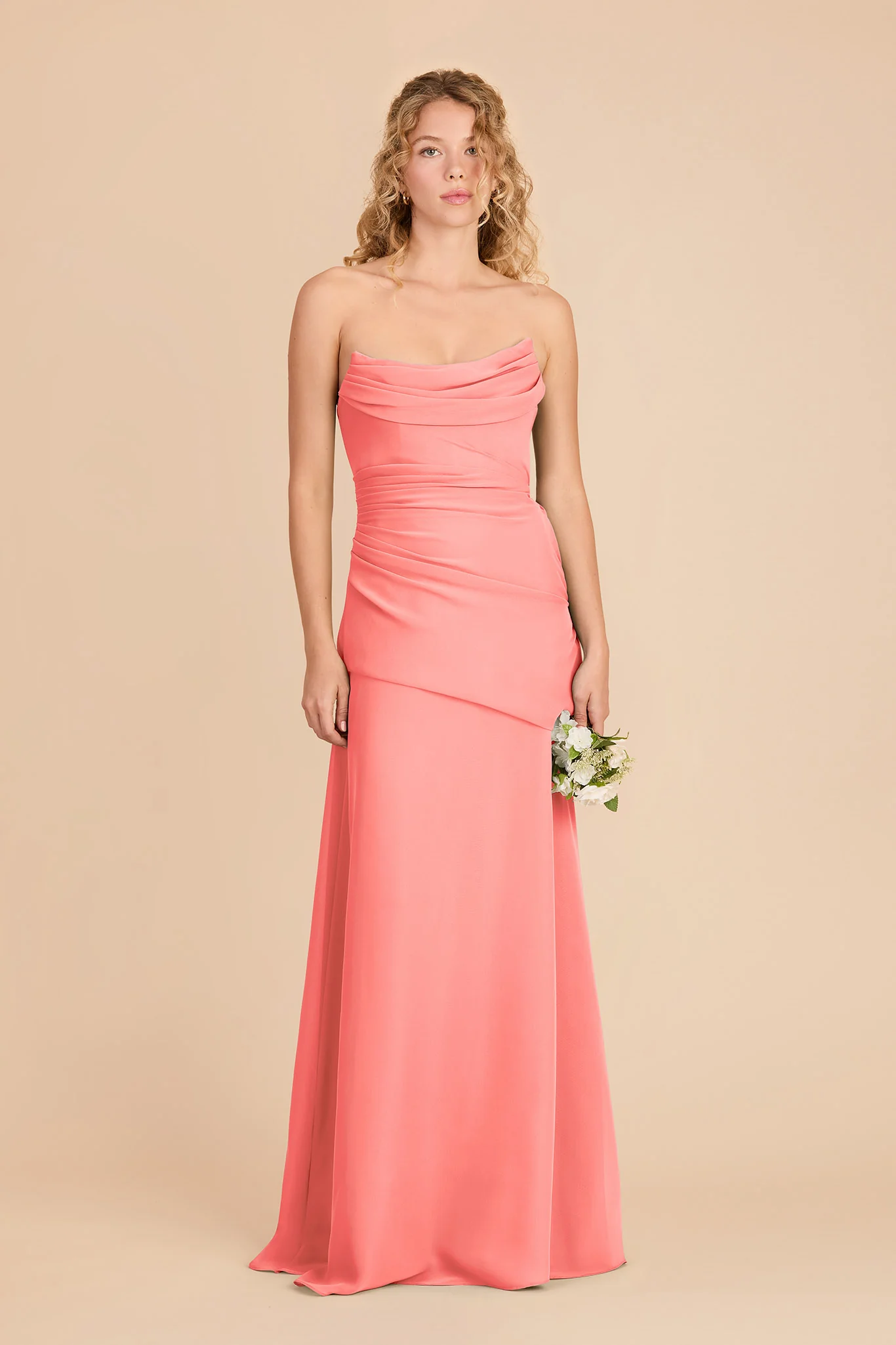 Kai Chiffon Dress - Coral Pink