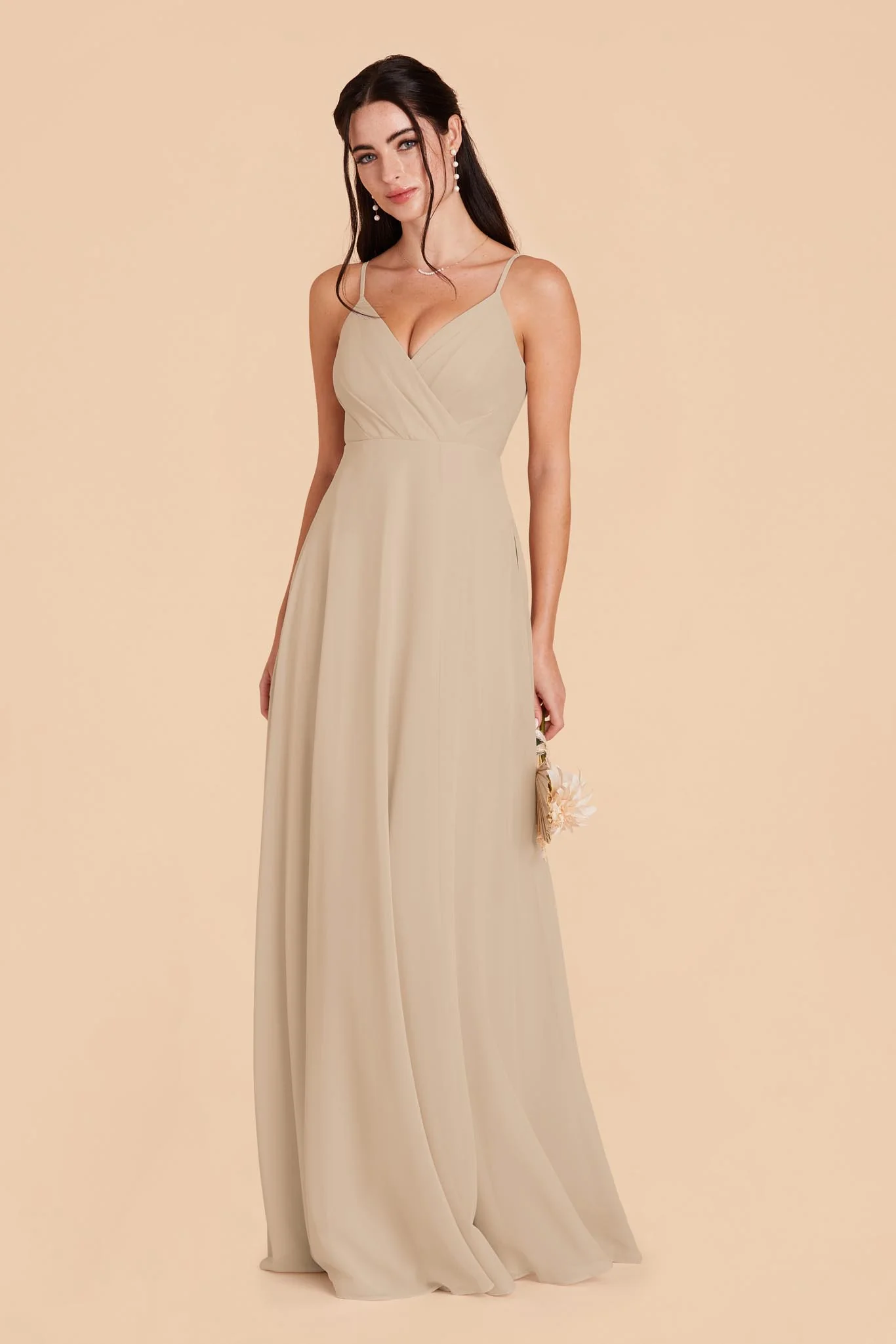 Kaia Chiffon Dress - Almond - Image 4