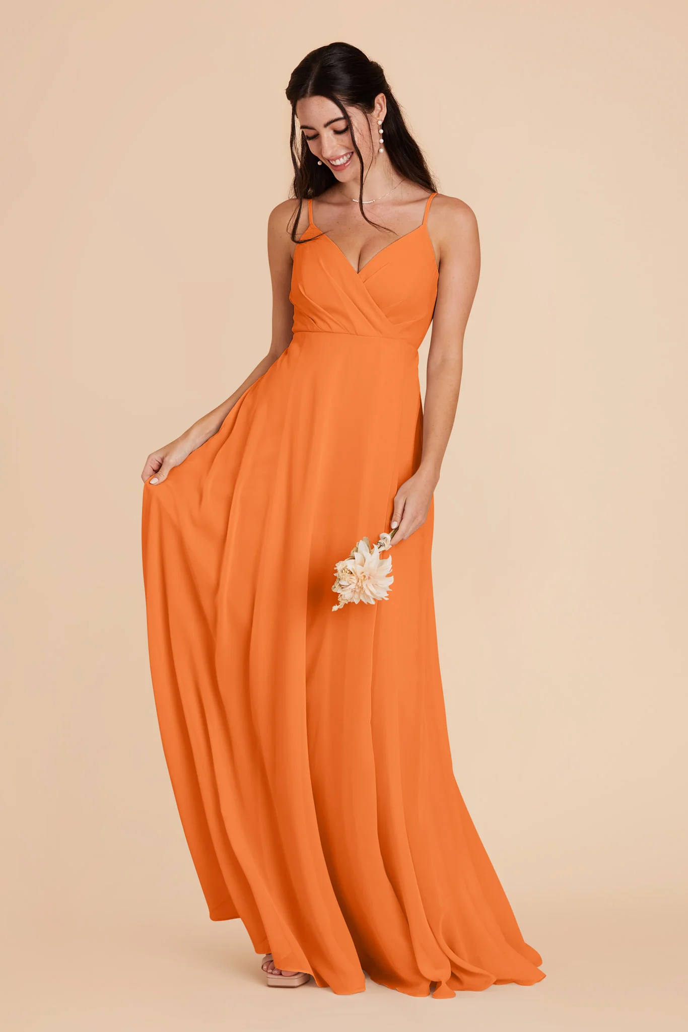 Kaia Chiffon Dress - Apricot - Image 4