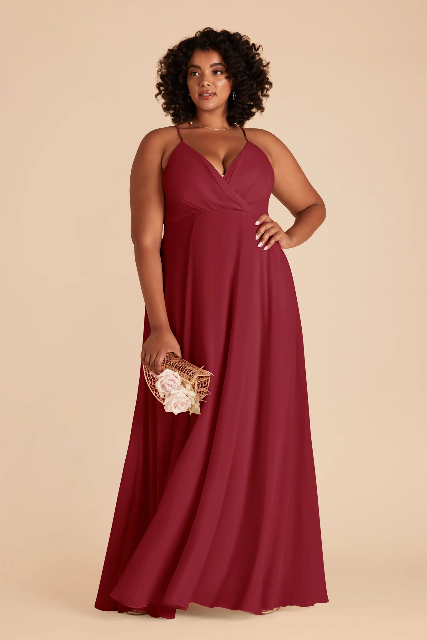 Kaia Chiffon Dress - Burgundy - Image 2