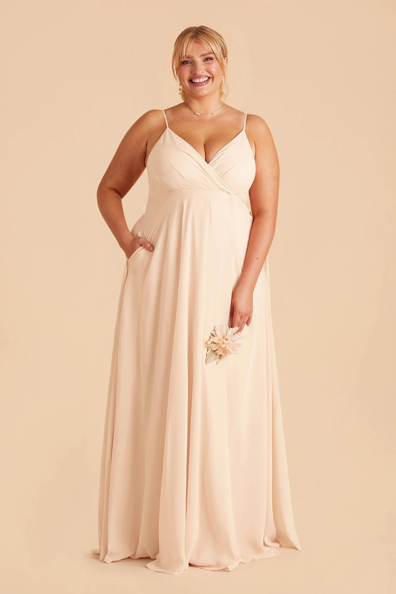 Kaia Chiffon Dress - Champagne - Image 2