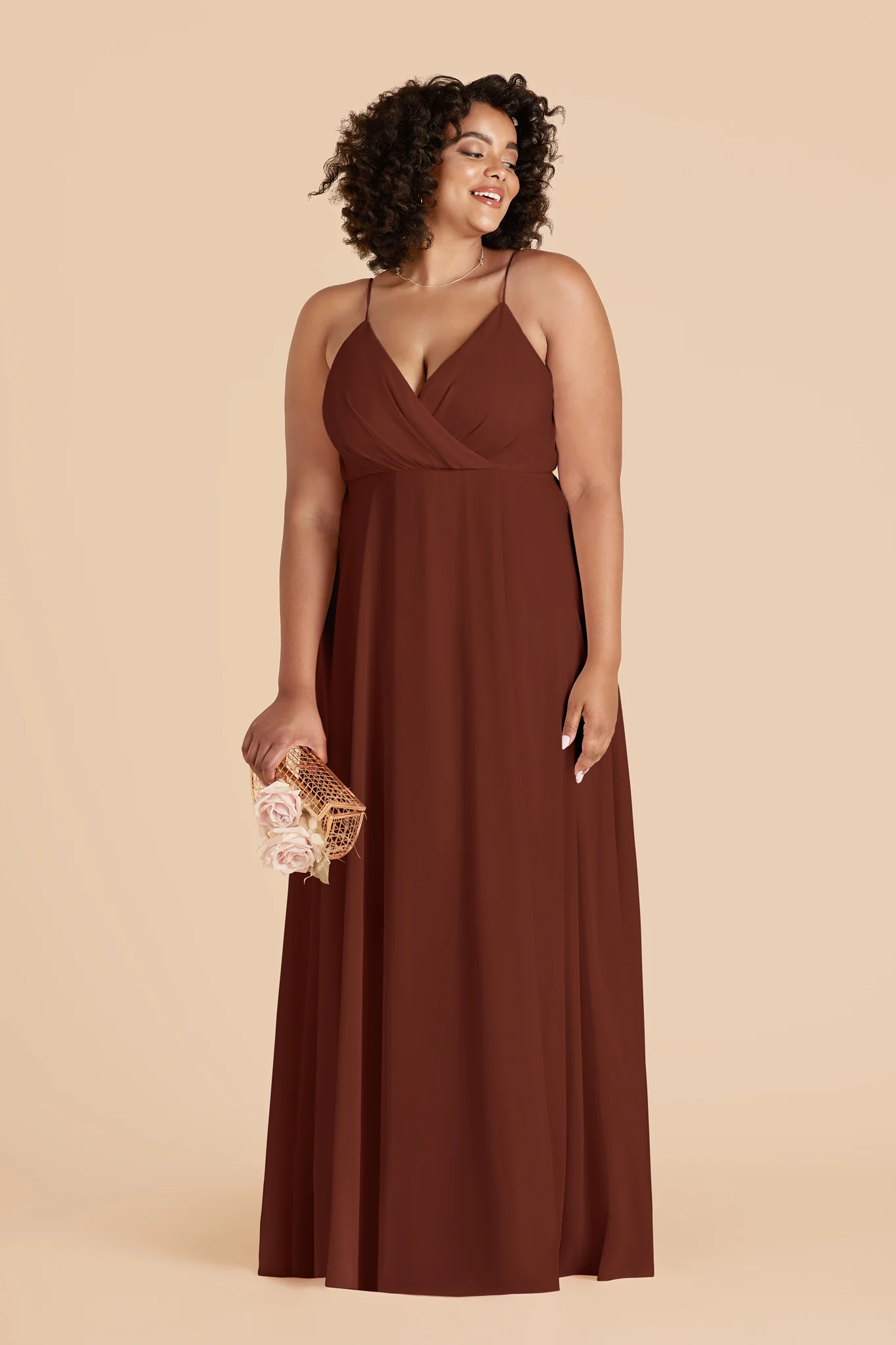 Kaia Chiffon Dress - Cognac - Image 2