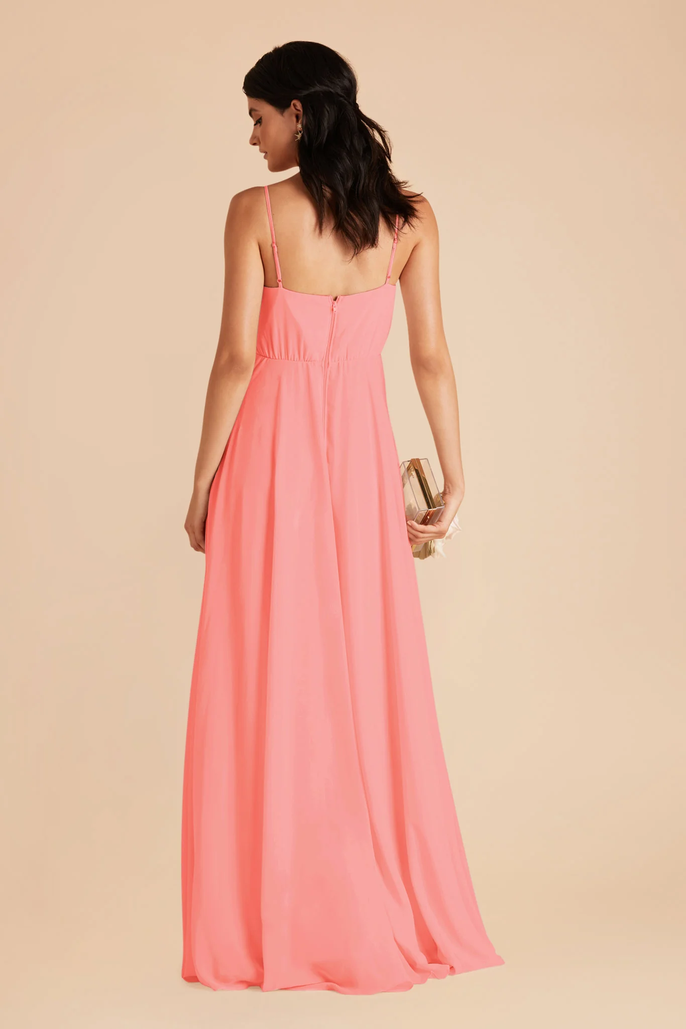 Kaia Chiffon Dress - Coral Pink - Image 5