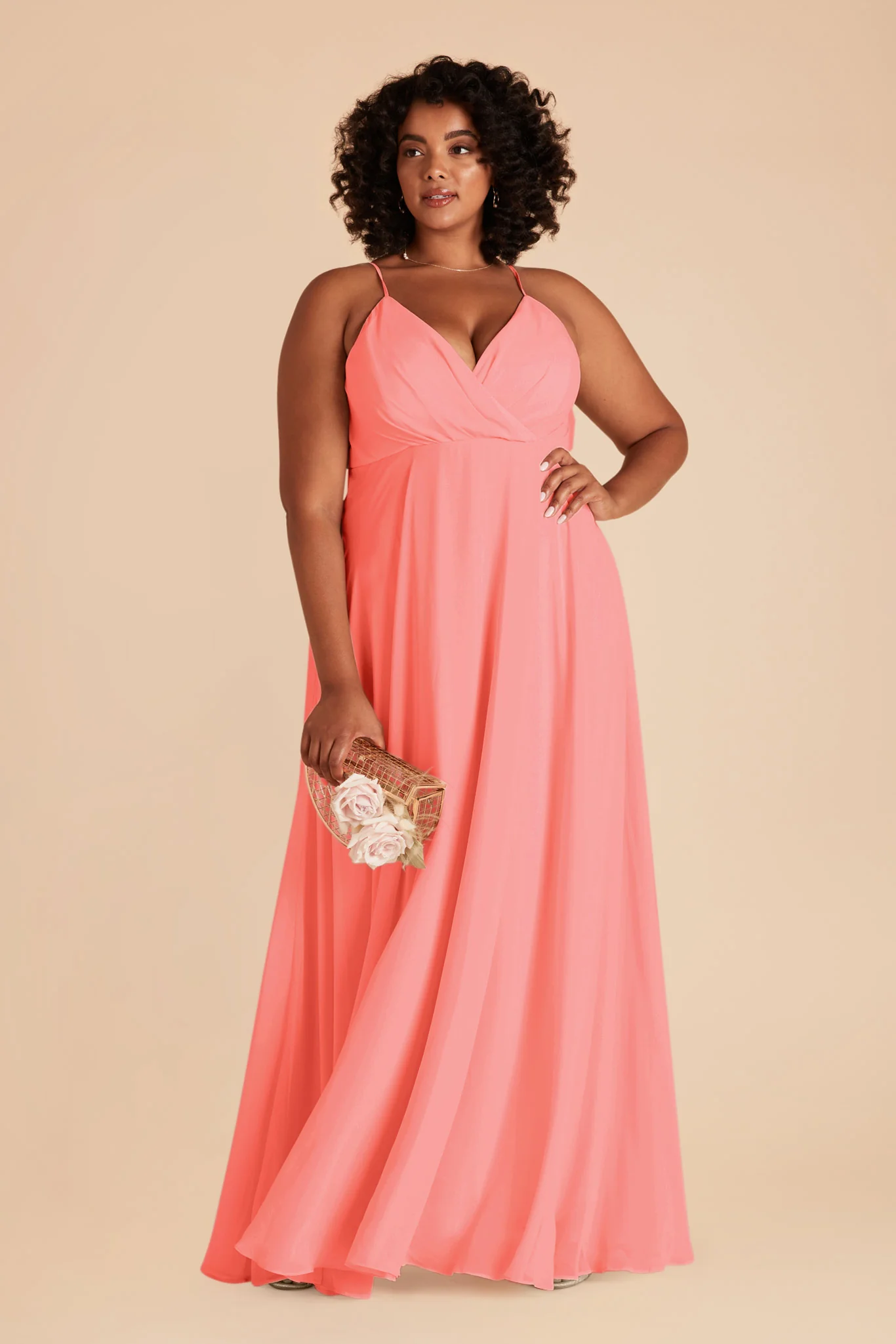 Kaia Chiffon Dress - Coral Pink - Image 6