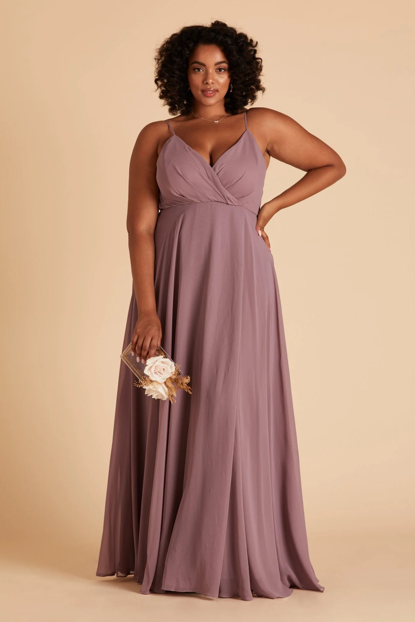 Kaia Chiffon Dress - Dark Mauve - Image 2