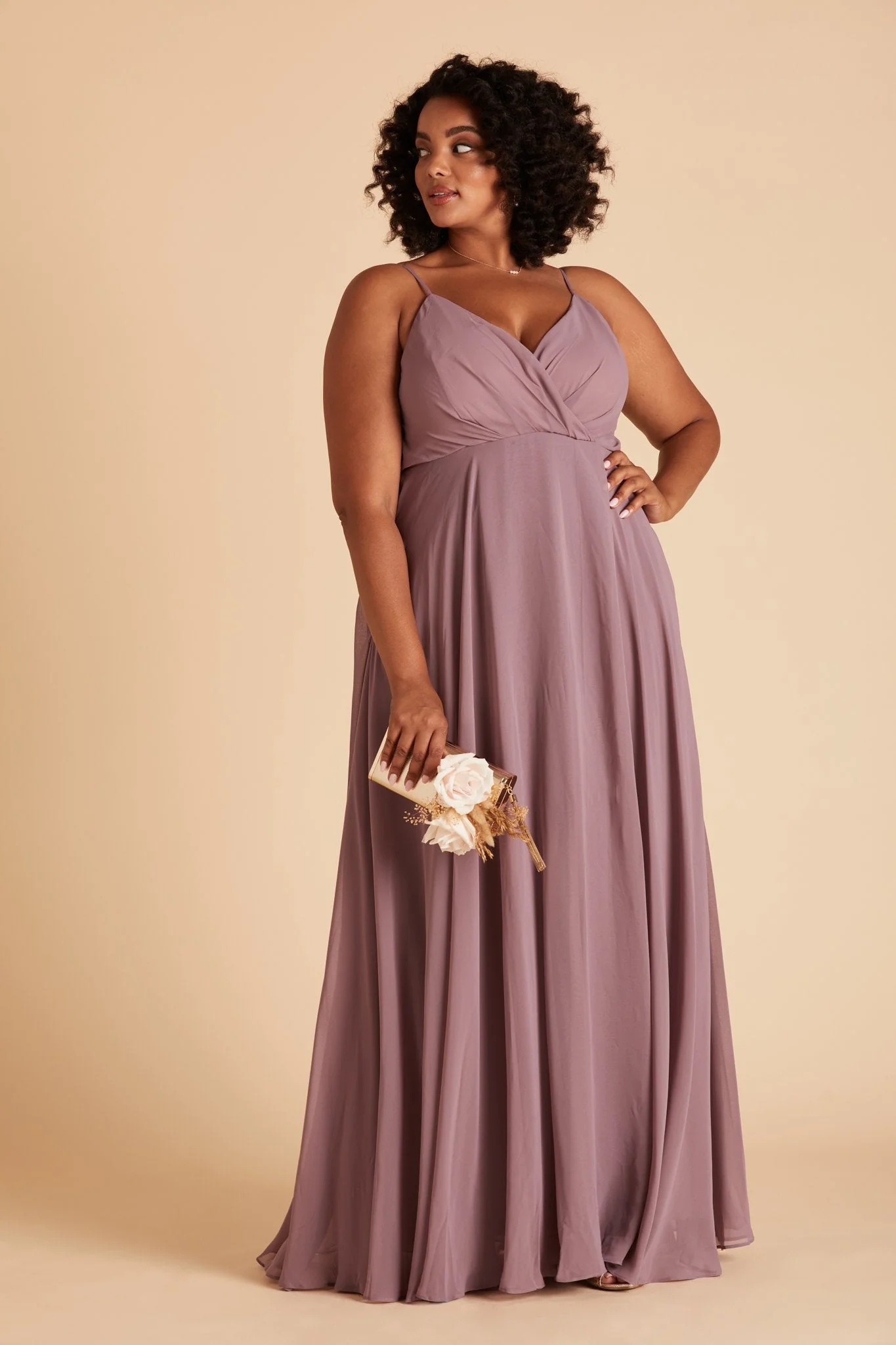 Kaia Chiffon Dress - Dark Mauve - Image 9