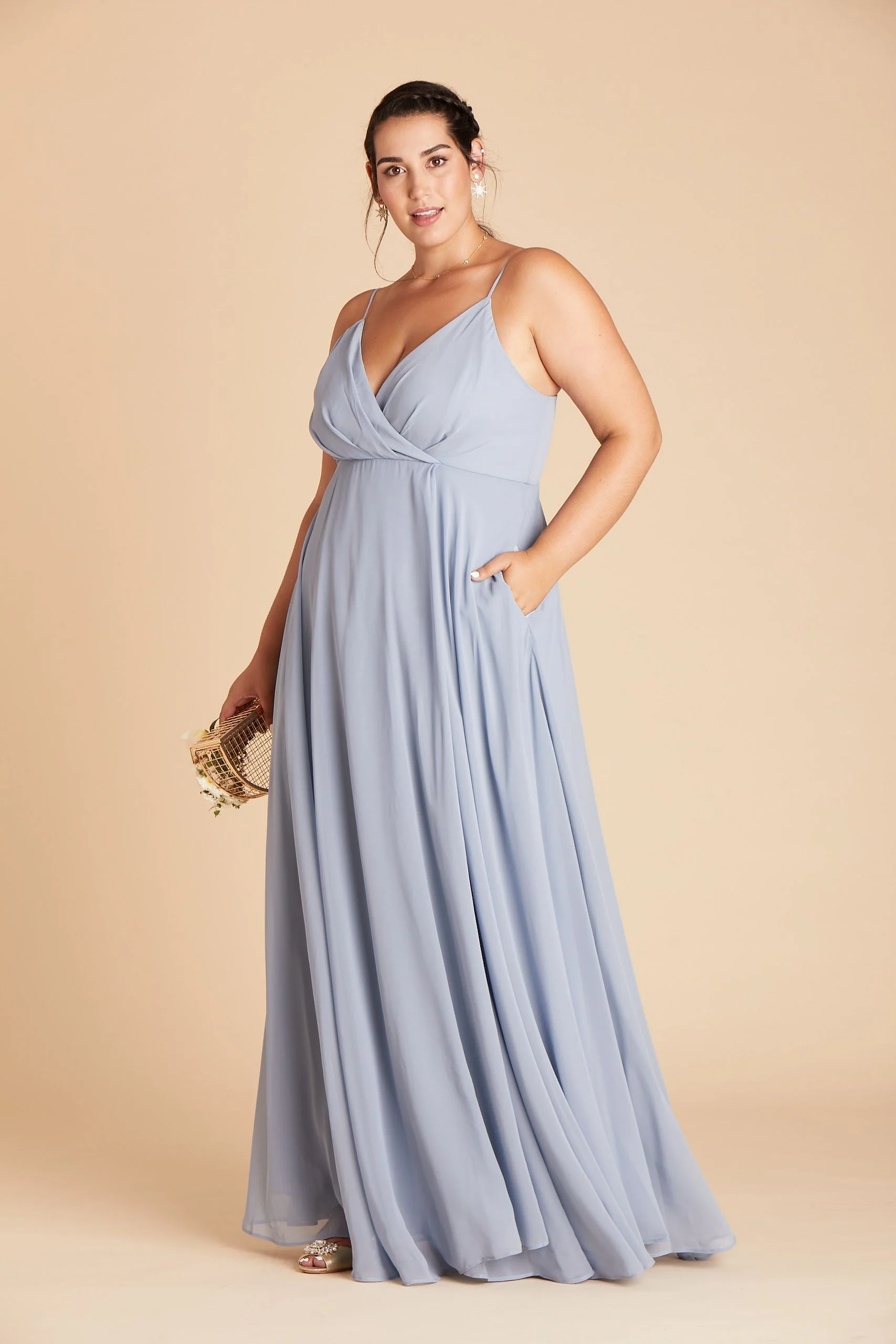 Kaia Chiffon Dress - Dusty Blue - Image 5