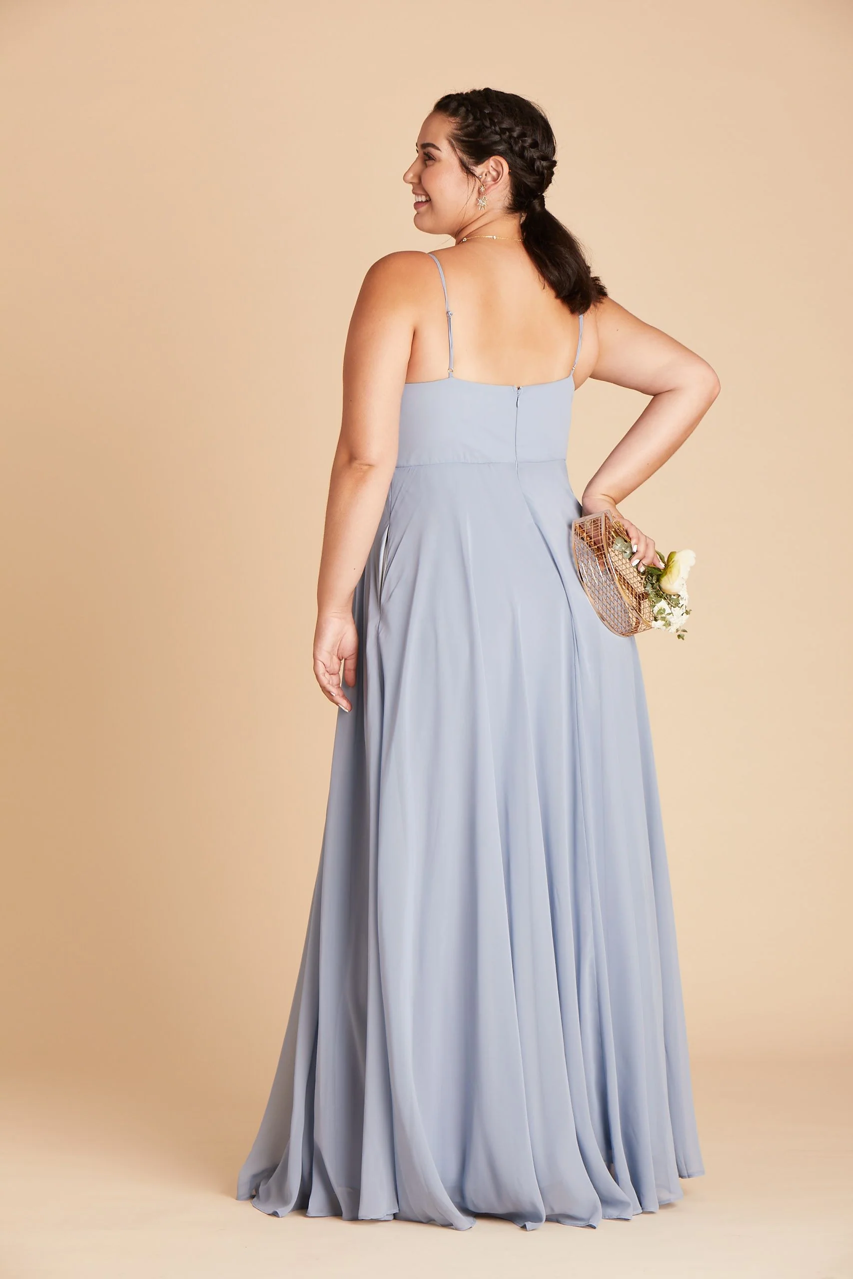 Kaia Chiffon Dress - Dusty Blue - Image 6