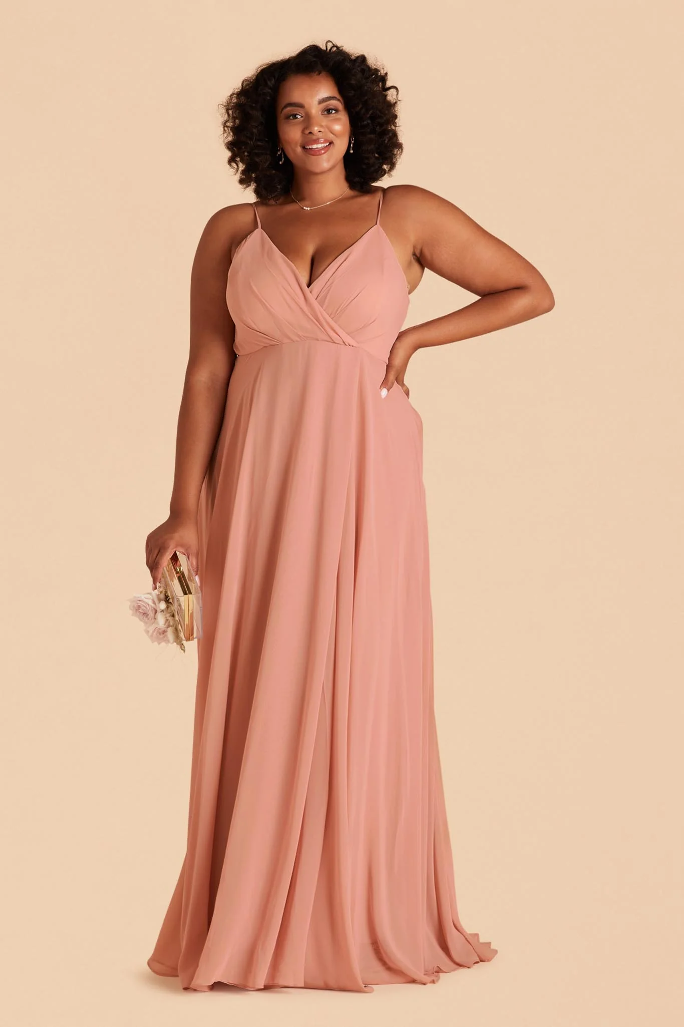Kaia Chiffon Dress - Dusty Rose - Image 5